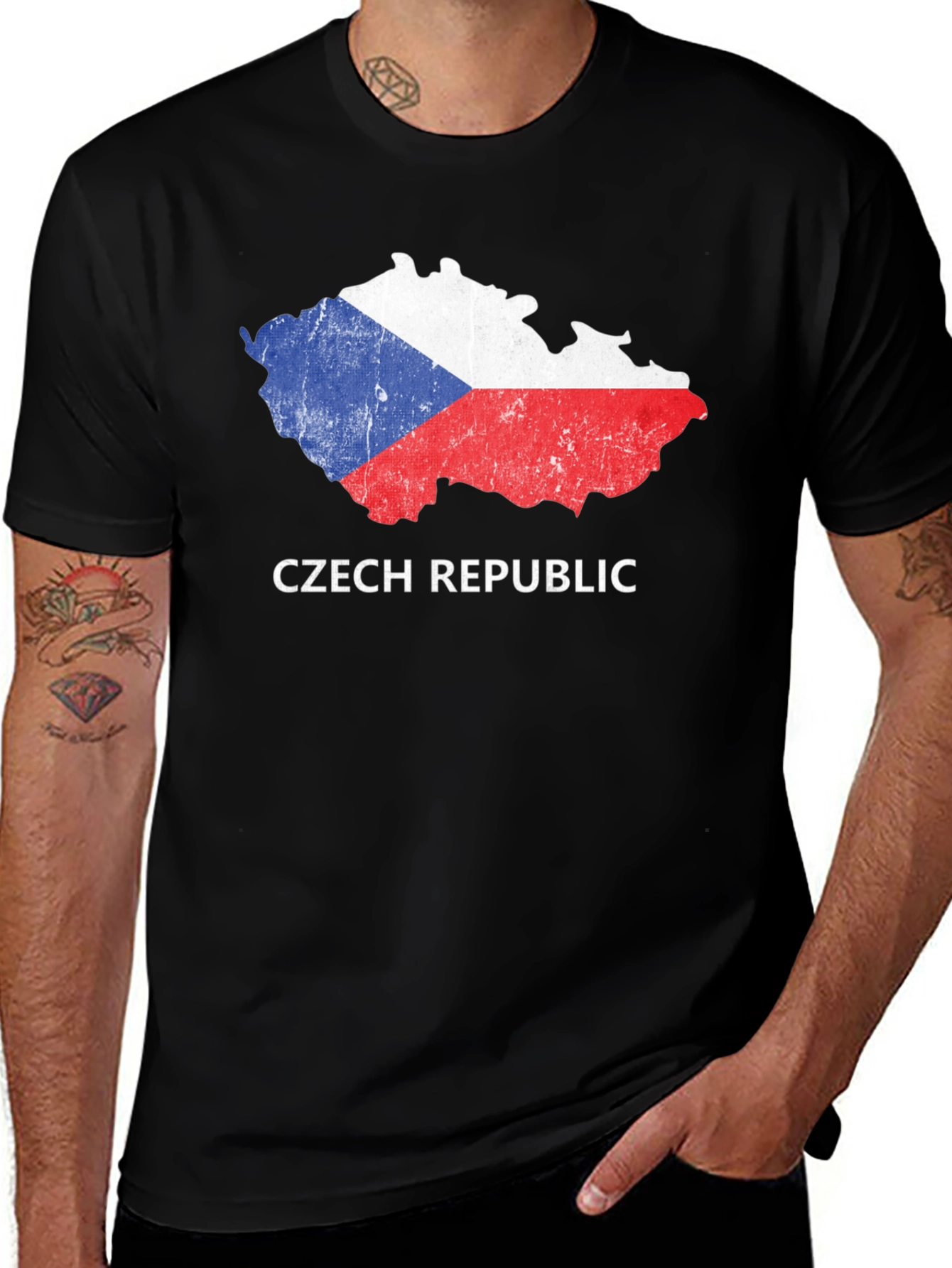 Czech Republic Flag Map Graphic T-Shirt