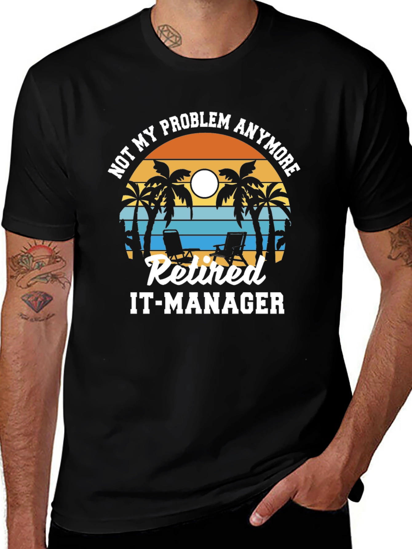 Retired IT-Manager T-Shirt: Beach Sunset Design