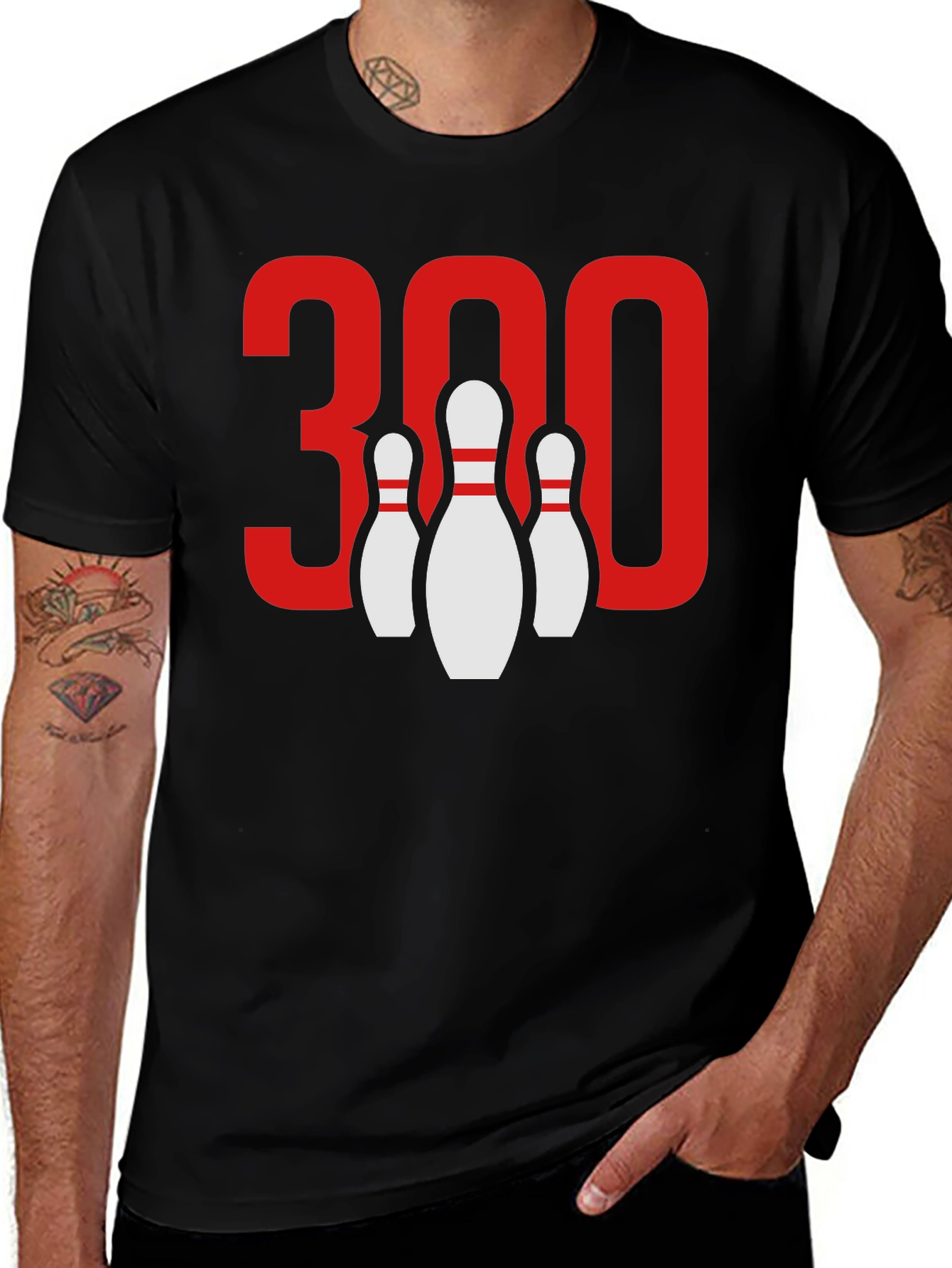 Variant 13 of Bowling 300 Score Black T-Shirt