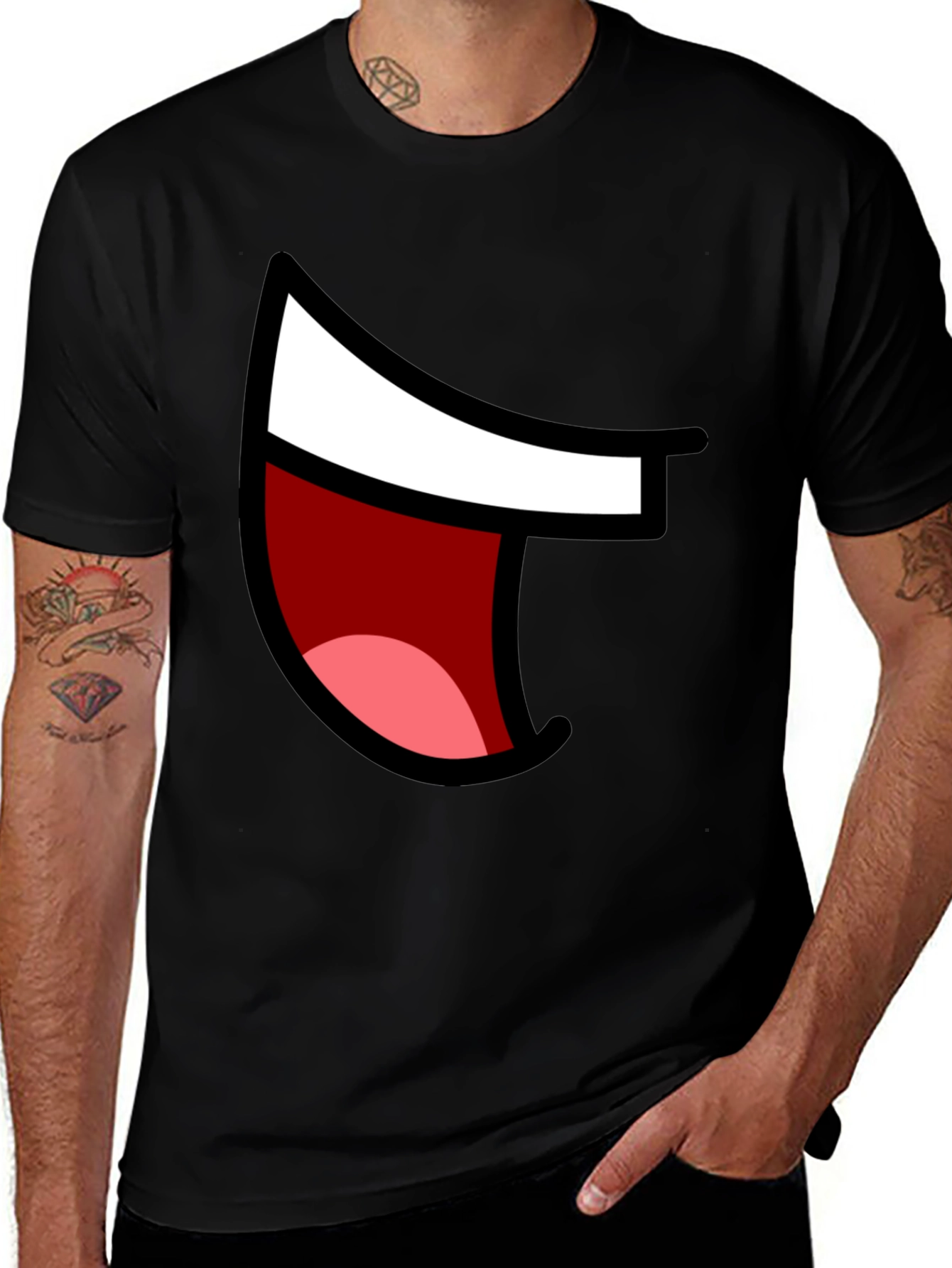 Variant 13 of Cartoon Mouth Graphic Tee - Black