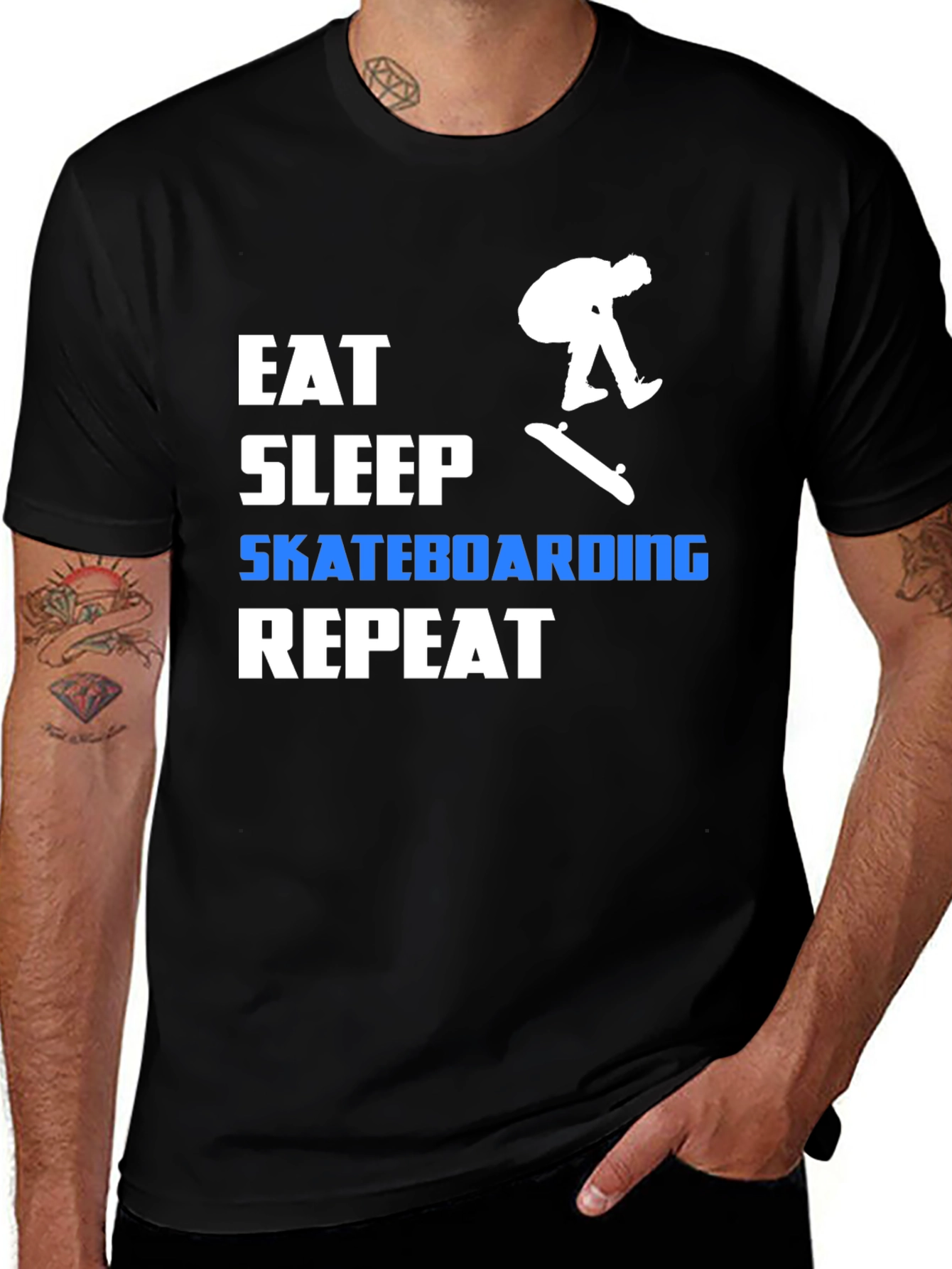Variant 23 of Eat Sleep Skateboarding Repeat Black T-Shirt