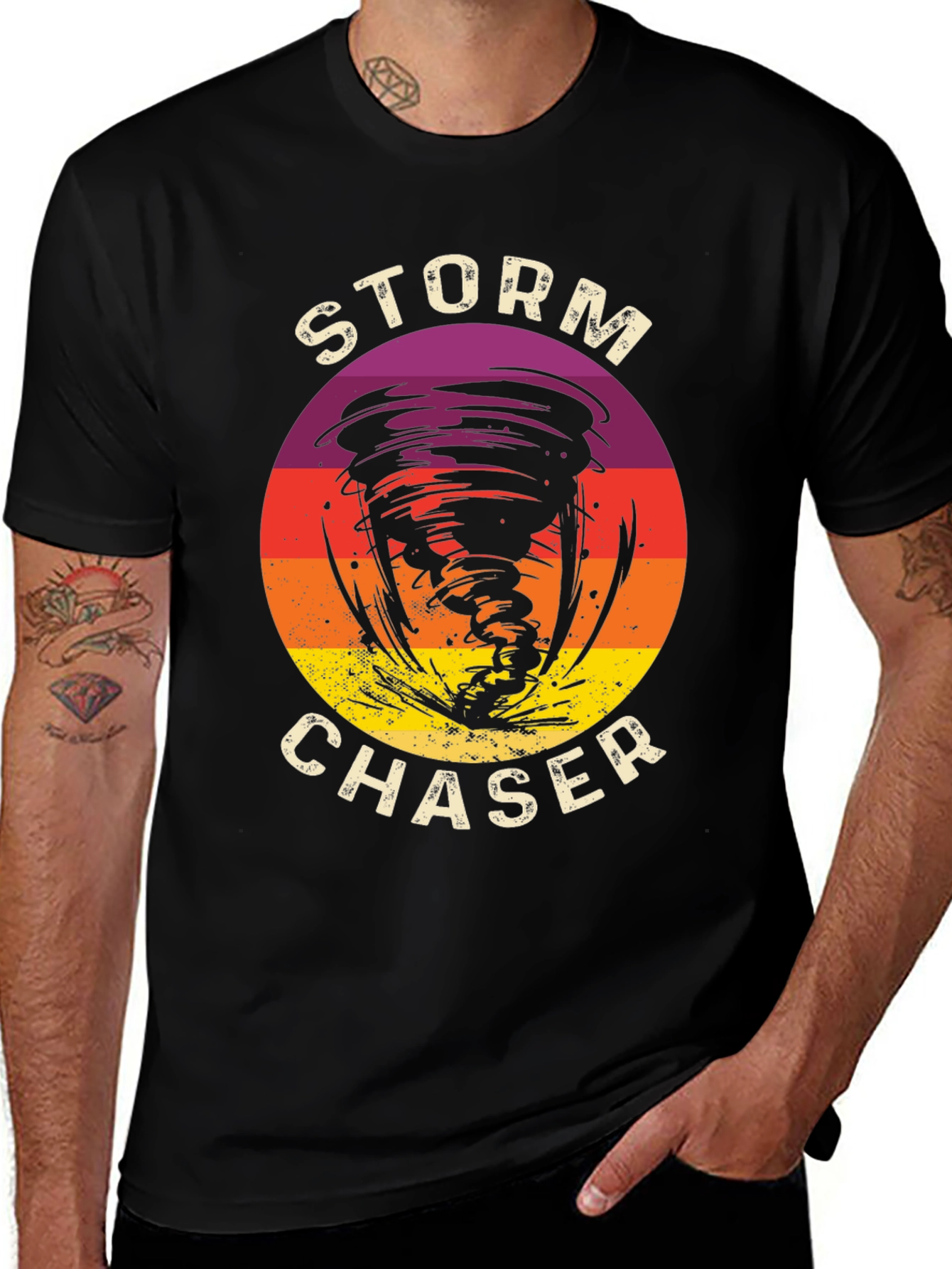 Variant 17 of Storm Chaser Graphic Tee - Black Cotton T-Shirt