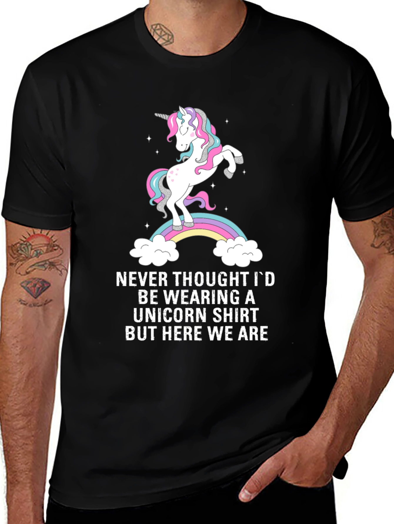 Variant 7 of Unicorn Rainbow Graphic Tee - Here We Are