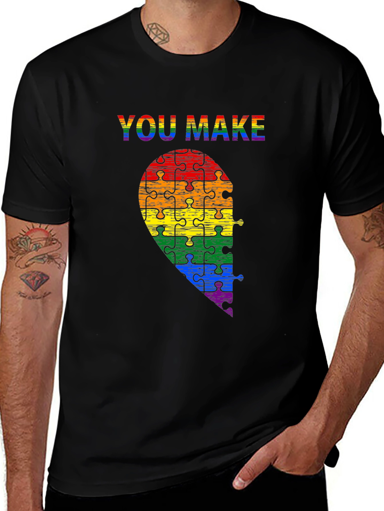 You Make Half Heart Puzzle T-Shirt LGBT Pride 