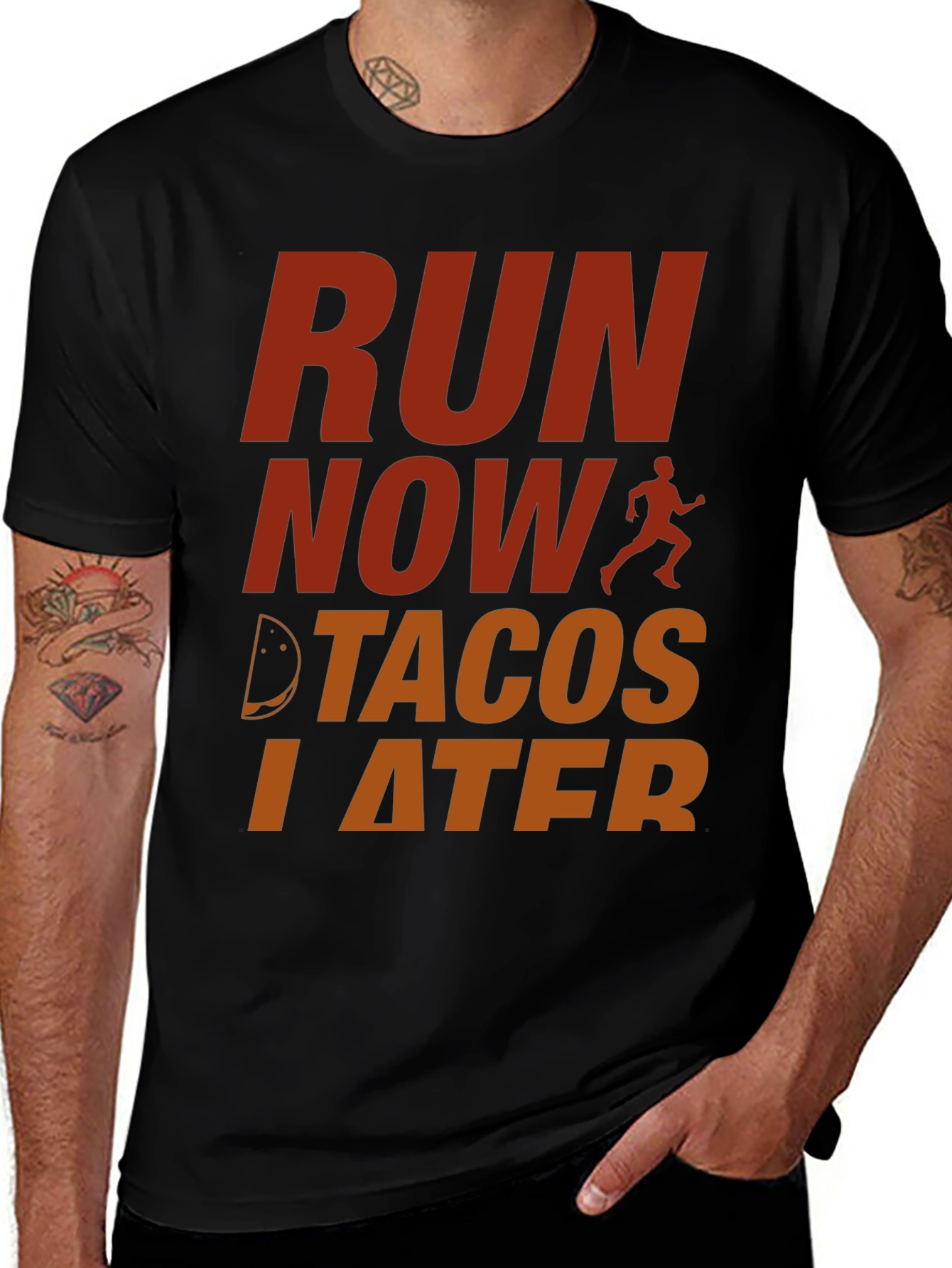 Variant 17 of Run Now Tacos Later Graphic Tee - Fun Fitness Apparel