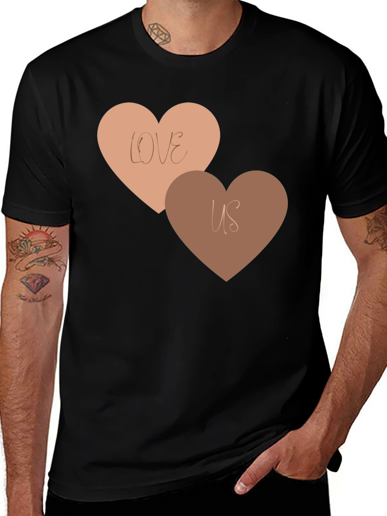 Love Us Heart Graphic Tee - Black