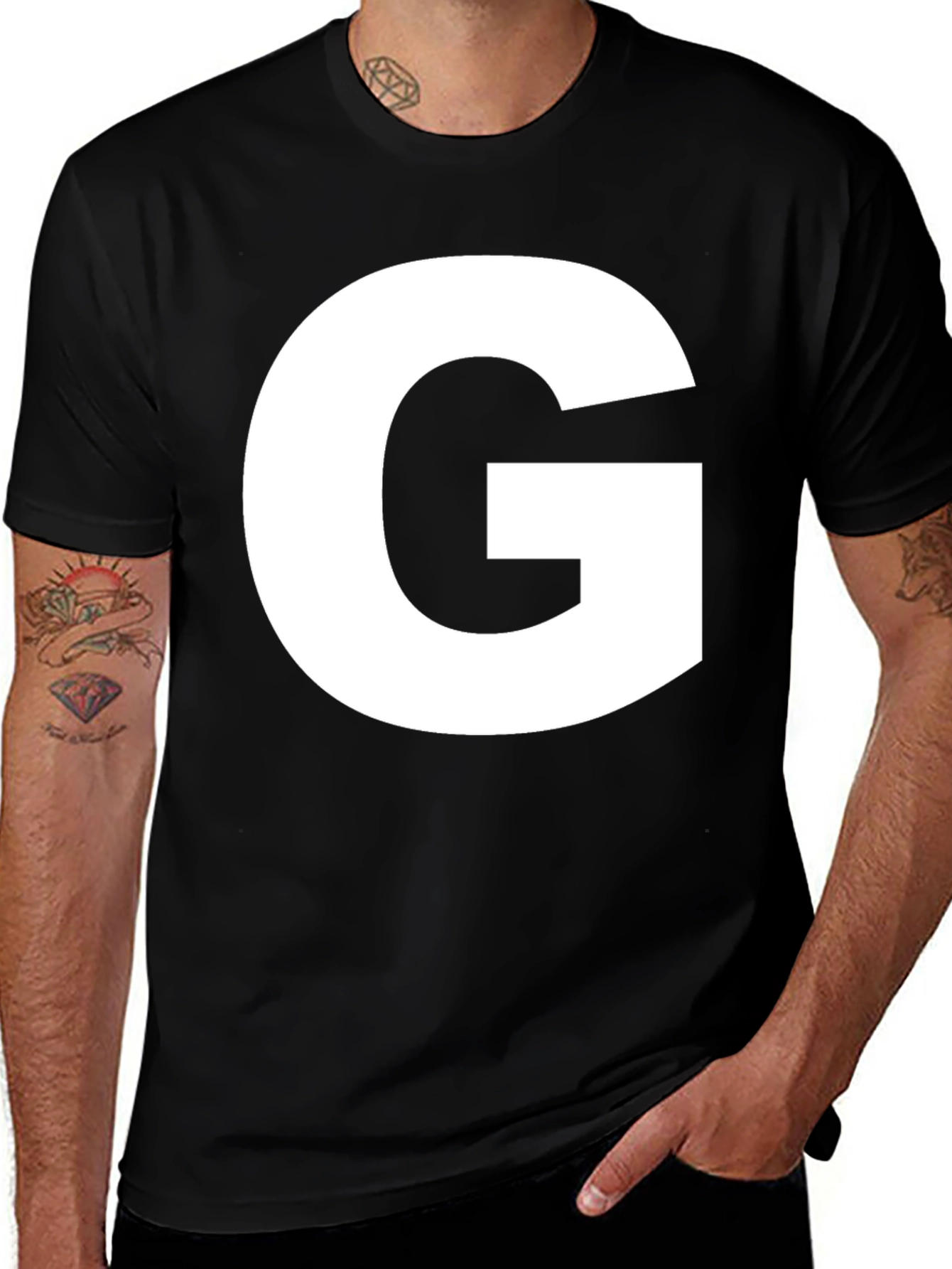Variant 29 of Bold Letter "G" Black T-Shirt