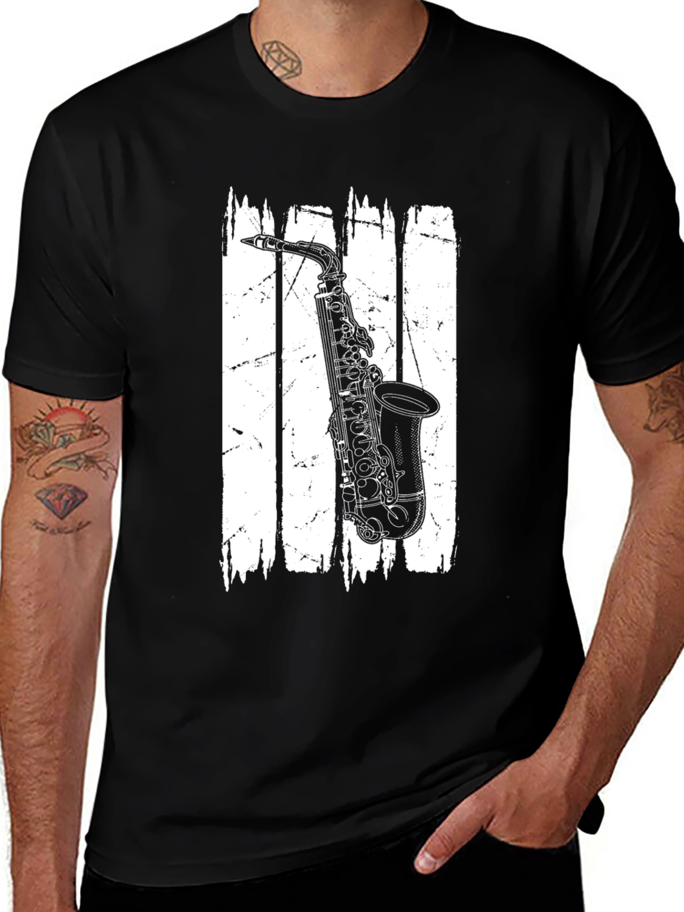 Variant 6 of Saxophone Graphic Tee - Musical Instrument Design