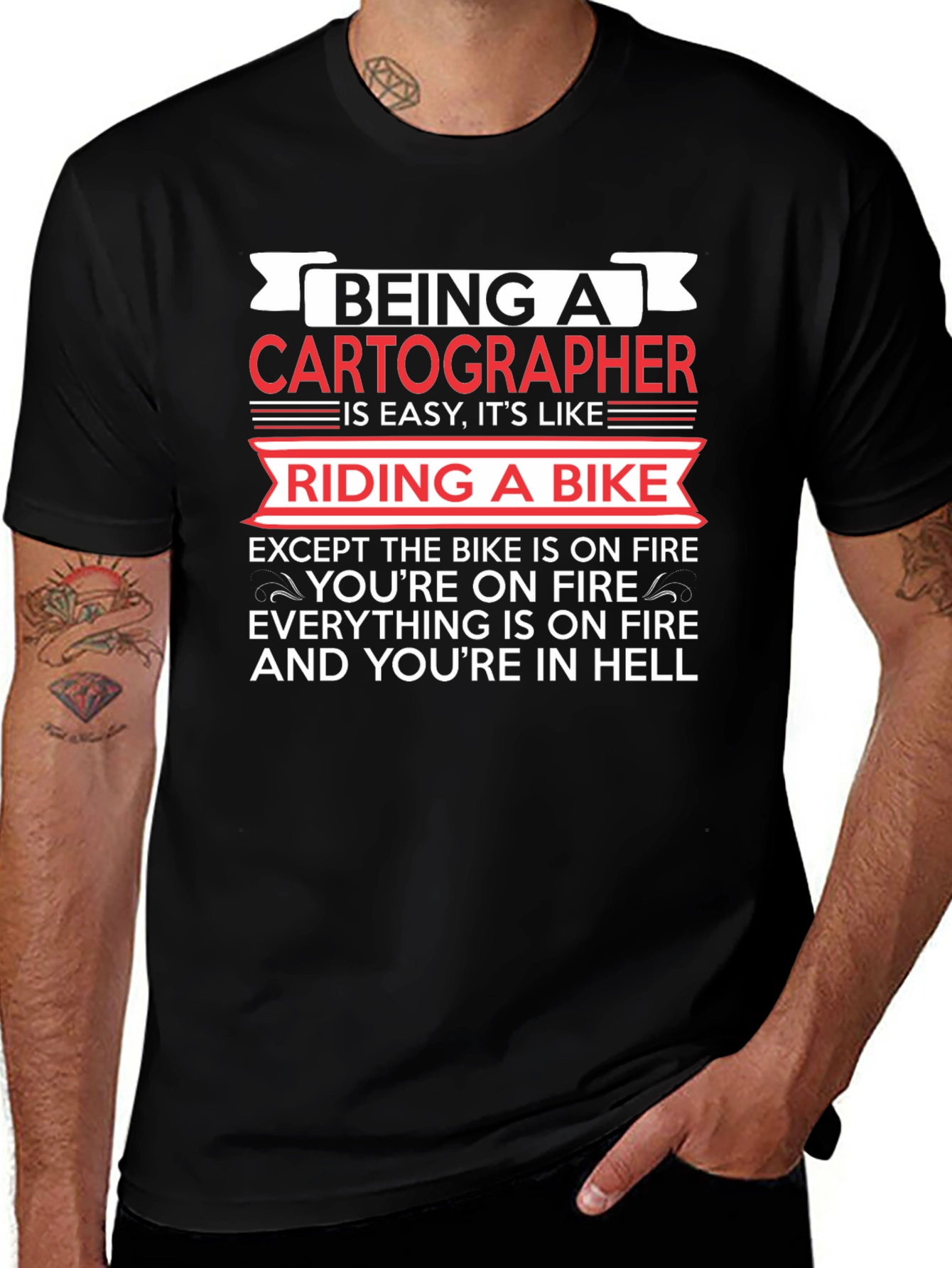 Variant 25 of Cartographer Hell Bike T-Shirt: Funny Job Tee for Professionals