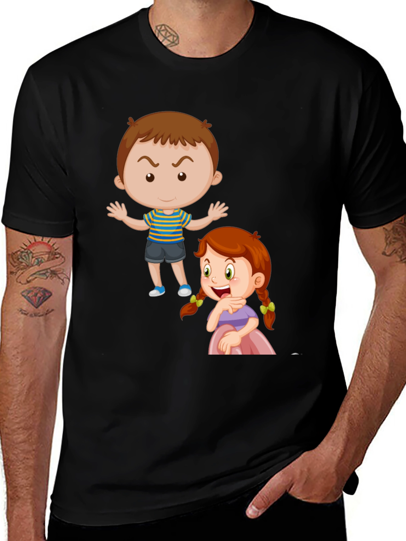 Variant 22 of Cartoon Kids Graphic Black Tee