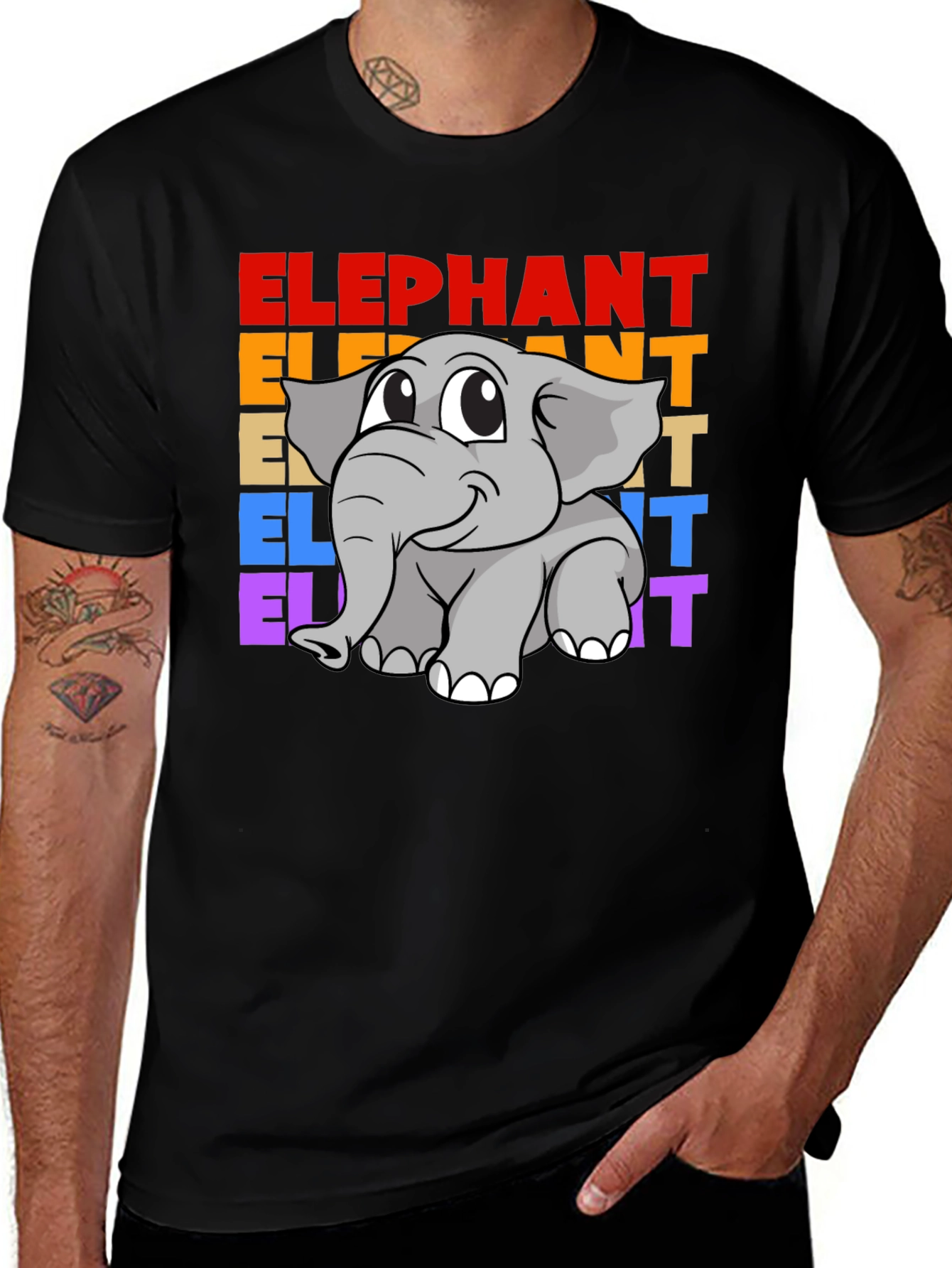 Variant 19 of Elephant Graphic Tee - Cute Cartoon Animal Design