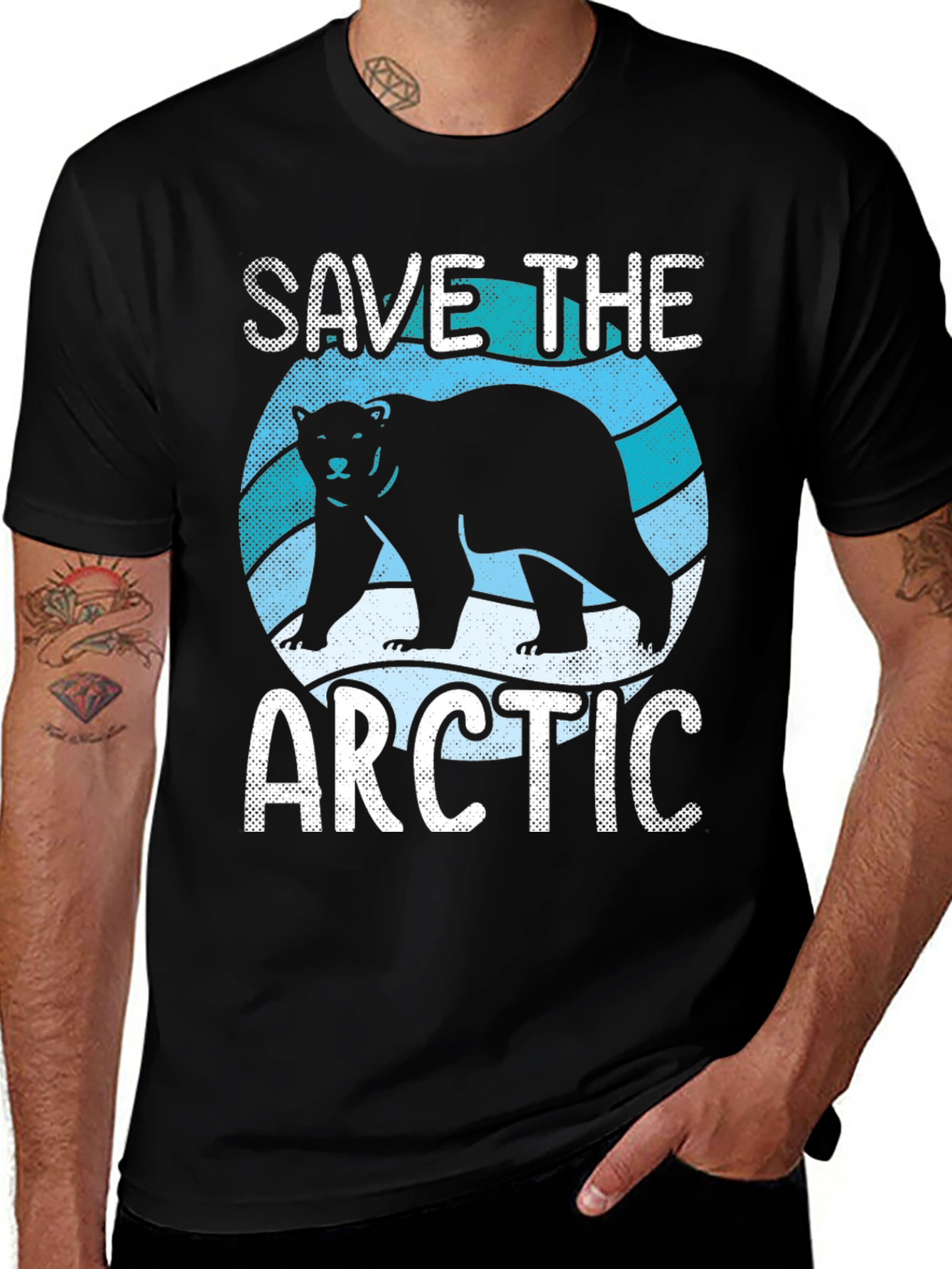 Variant 10 of Save the Arctic Graphic T-Shirt - Black Cotton Tee