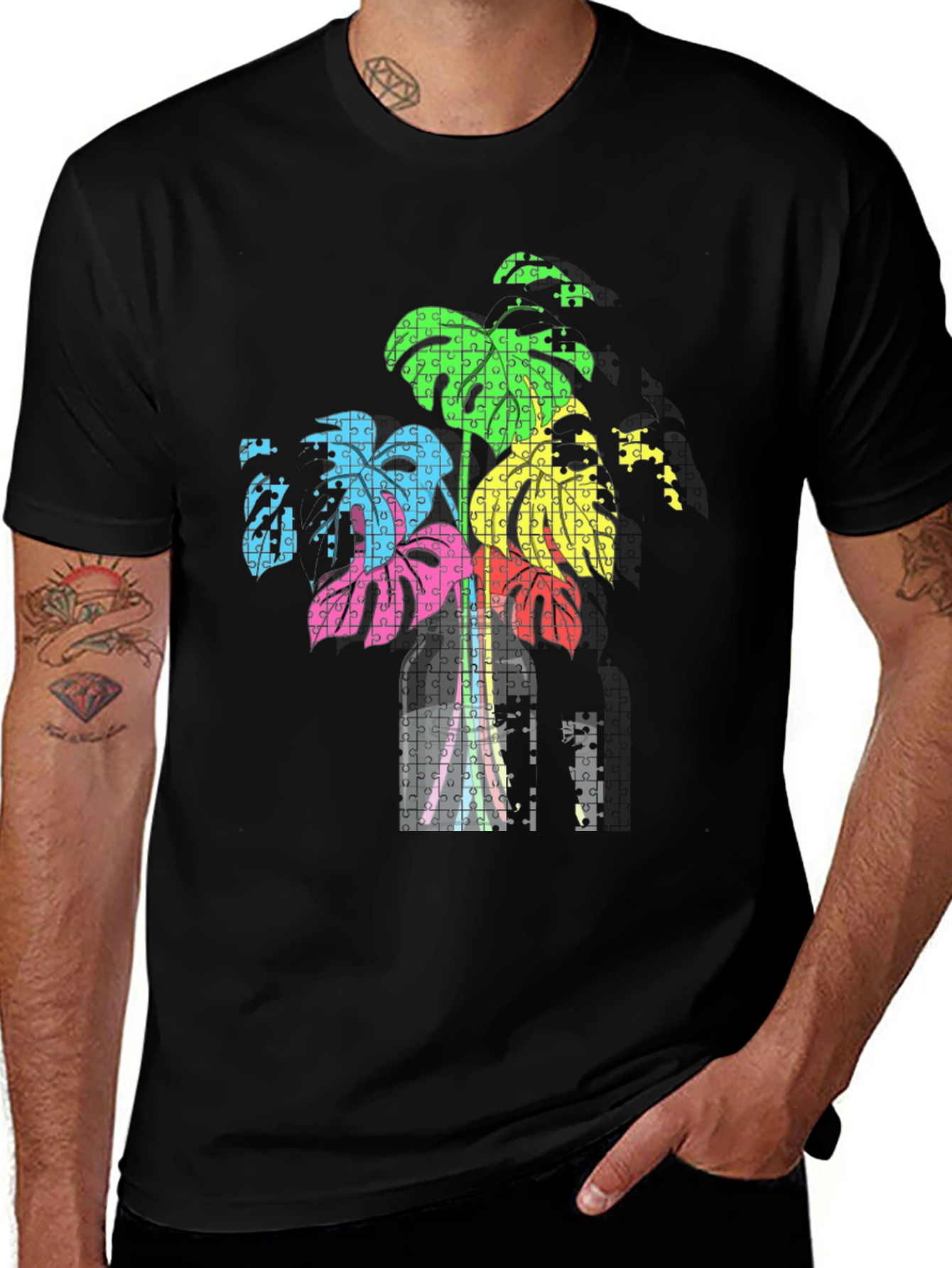 Variant 7 of Abstract Puzzle Plant Tee - Stylish Graphic T-Shirt