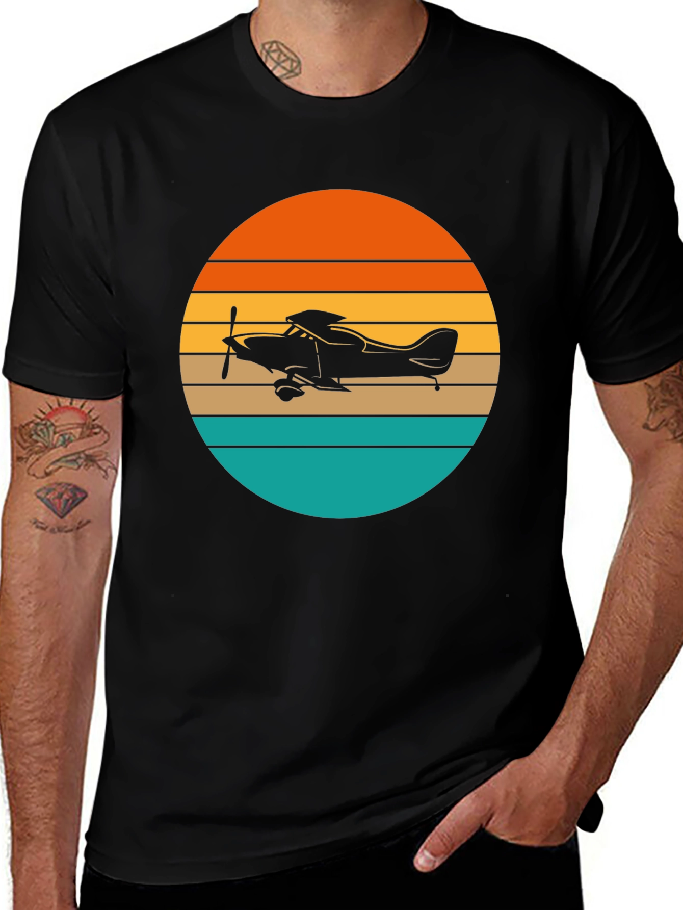Variant 8 of Retro Airplane Sunset T-Shirt - Aviation Gift