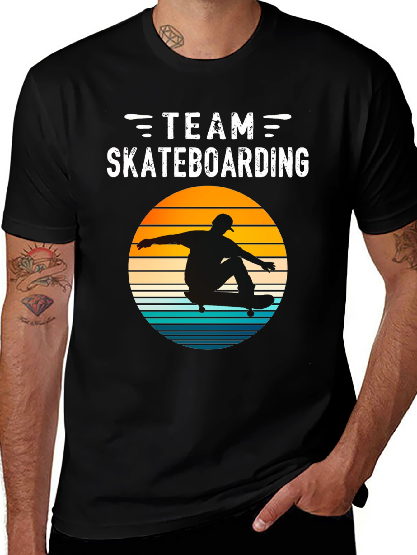 Variant 18 of Team Skateboarding T-Shirt Retro Sunset Design