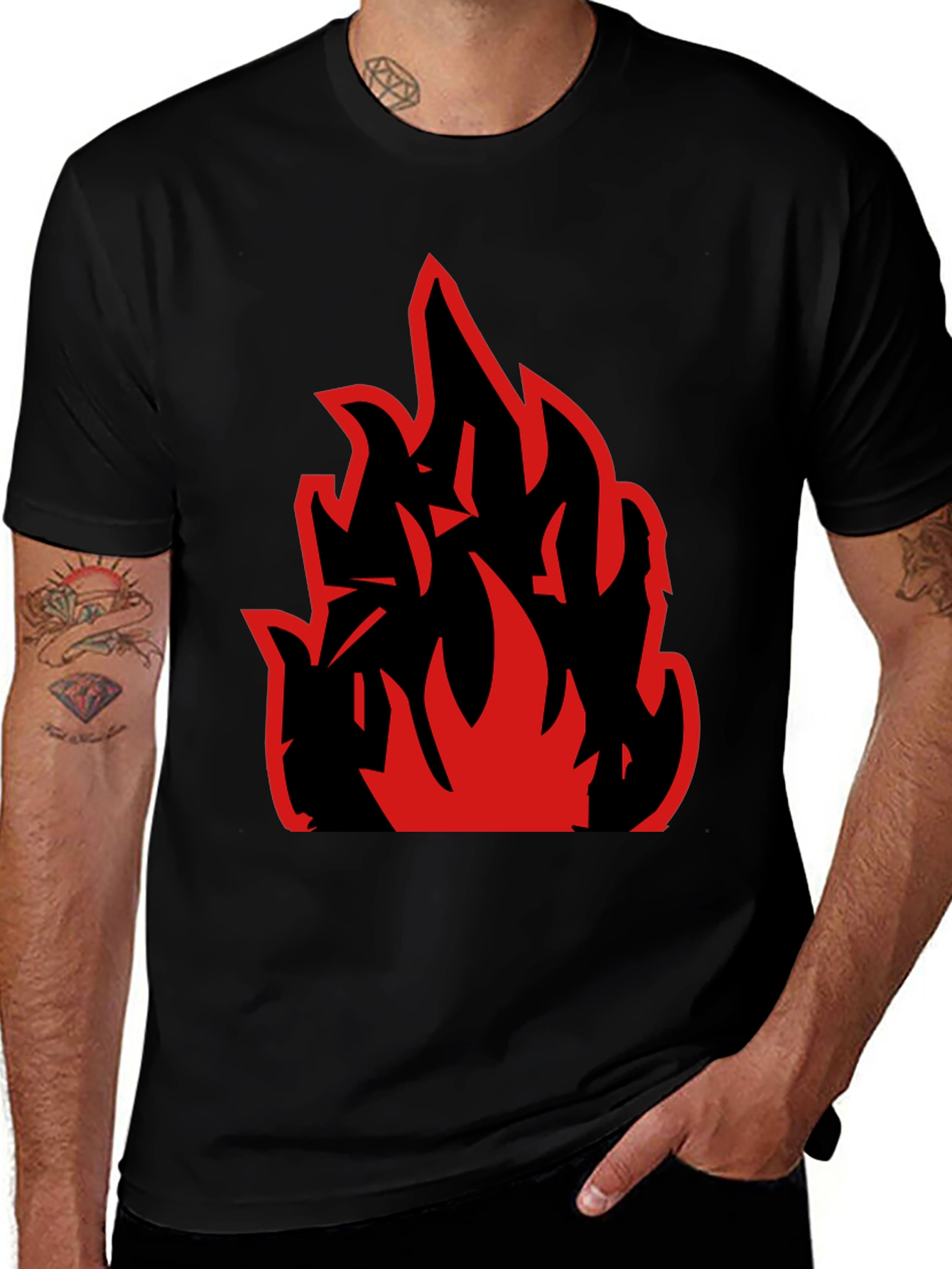Variant 14 of Bold Fire Graphic Black T-Shirt