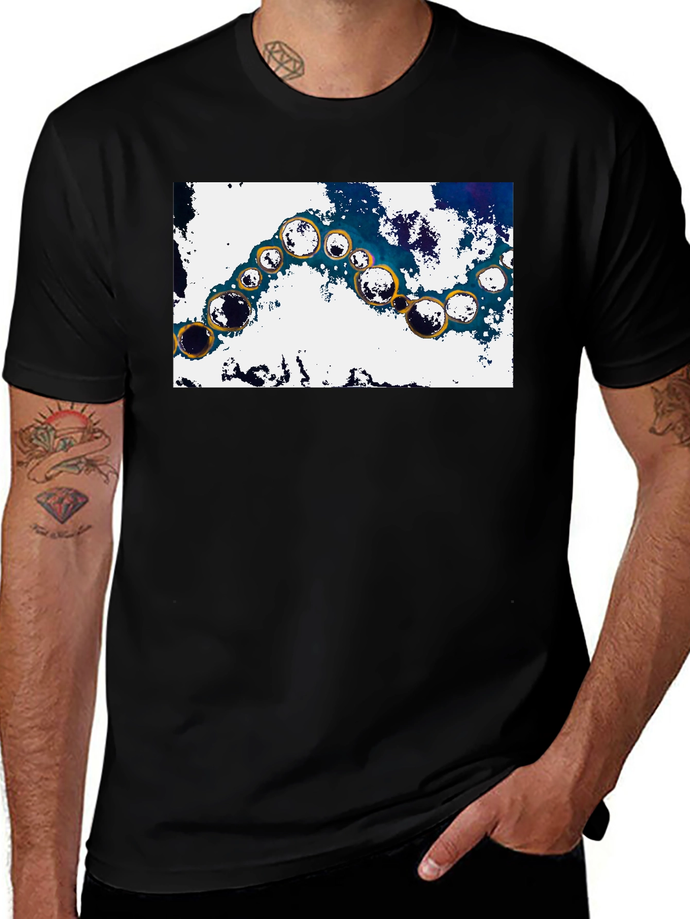 Variant 16 of Abstract Circle Art Black T-Shirt