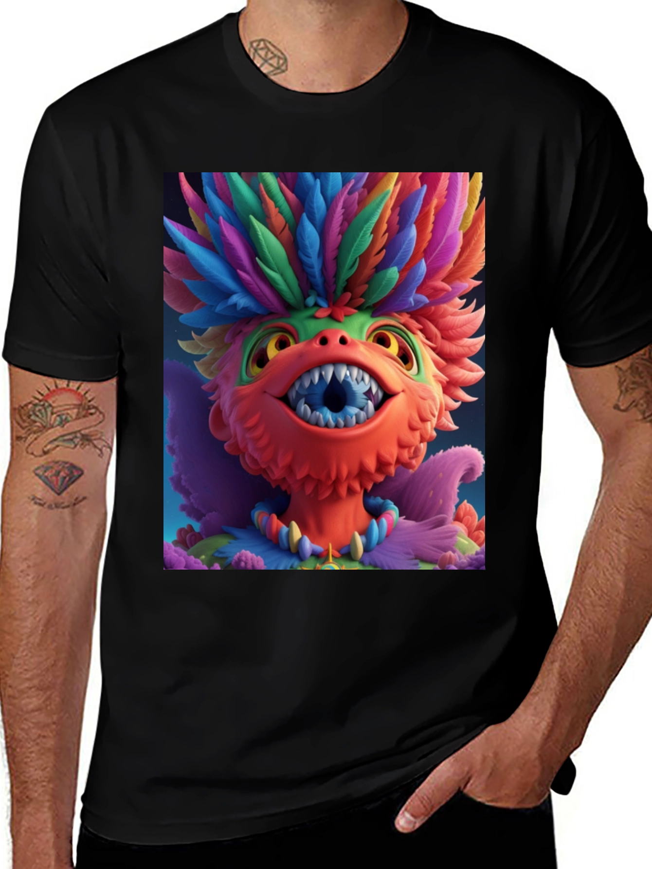 Variant 4 of Colorful Monster Graphic Tee - Unisex
