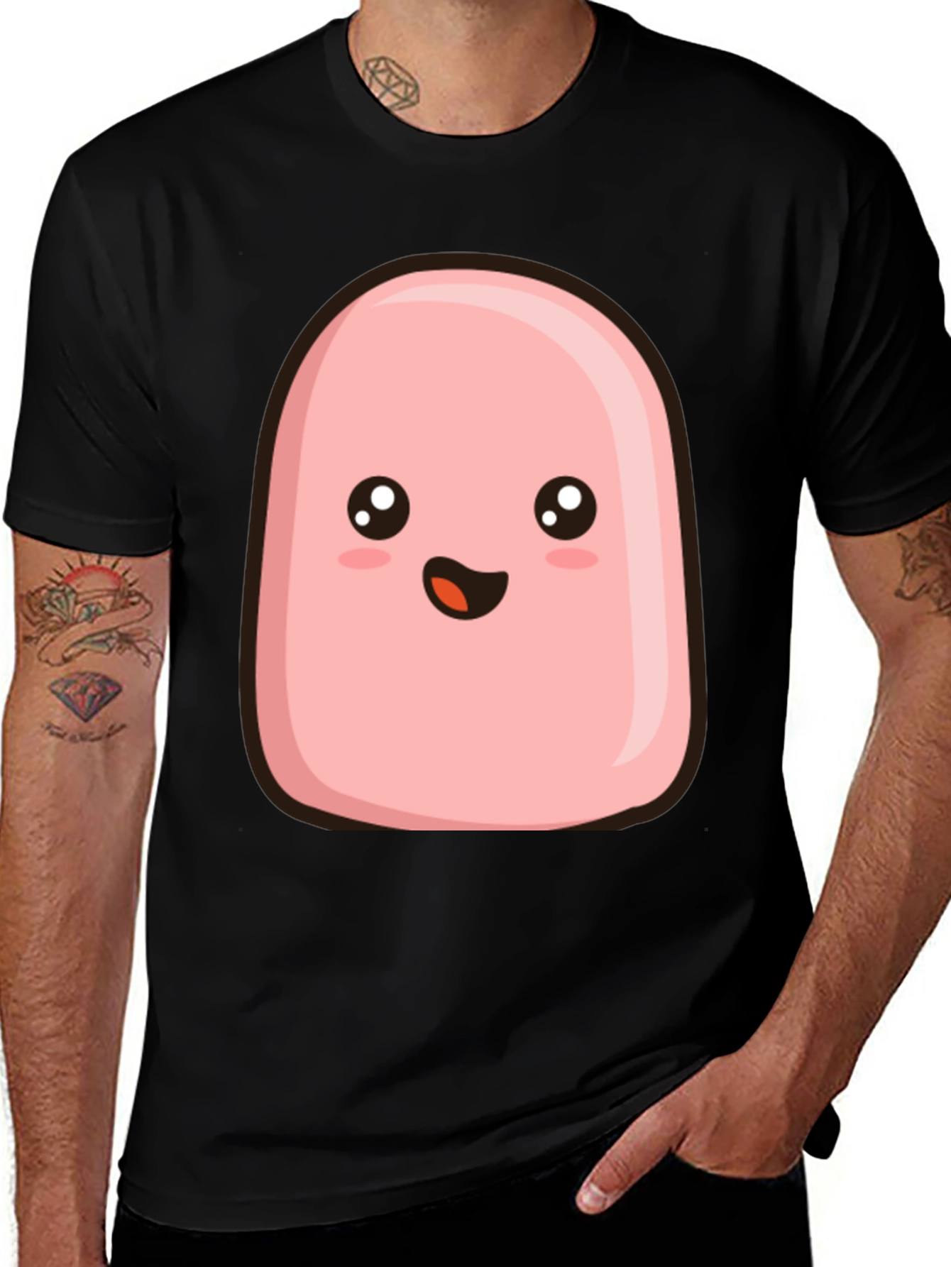 Variant 14 of Kawaii Pink Blob Graphic Tee - Soft Cotton Comfort