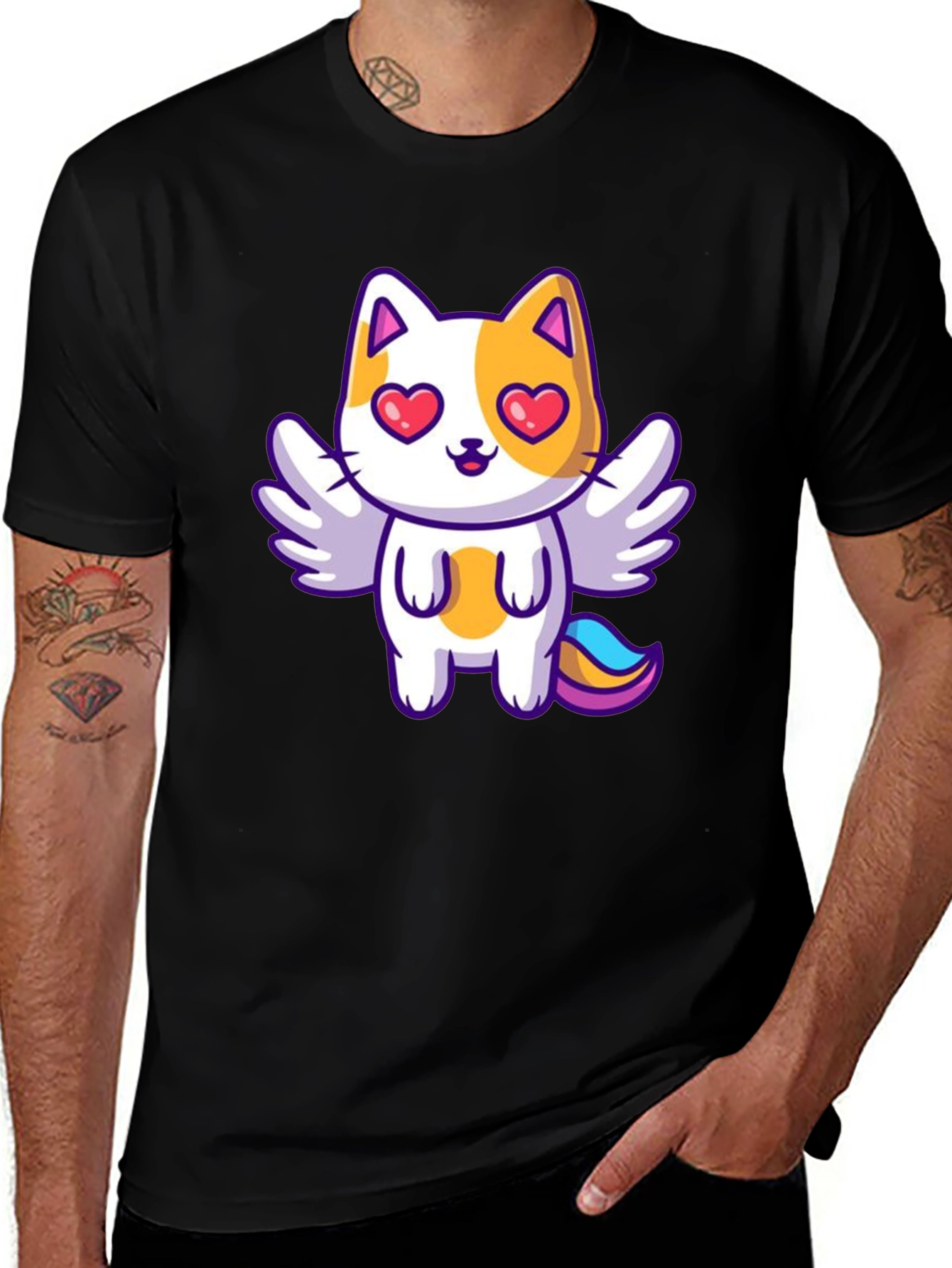Variant 25 of Cute Cupid Cat Black T-Shirt