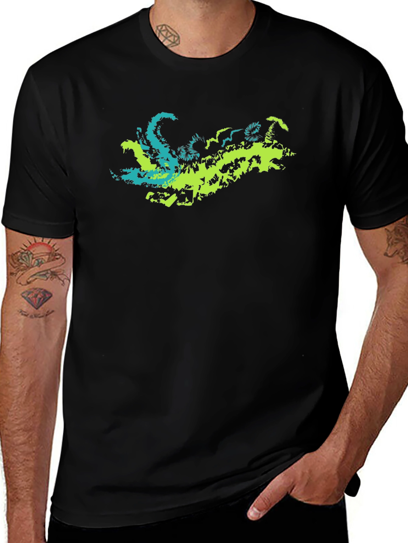 Variant 6 of Abstract Tentacle Graphic Tee - Black