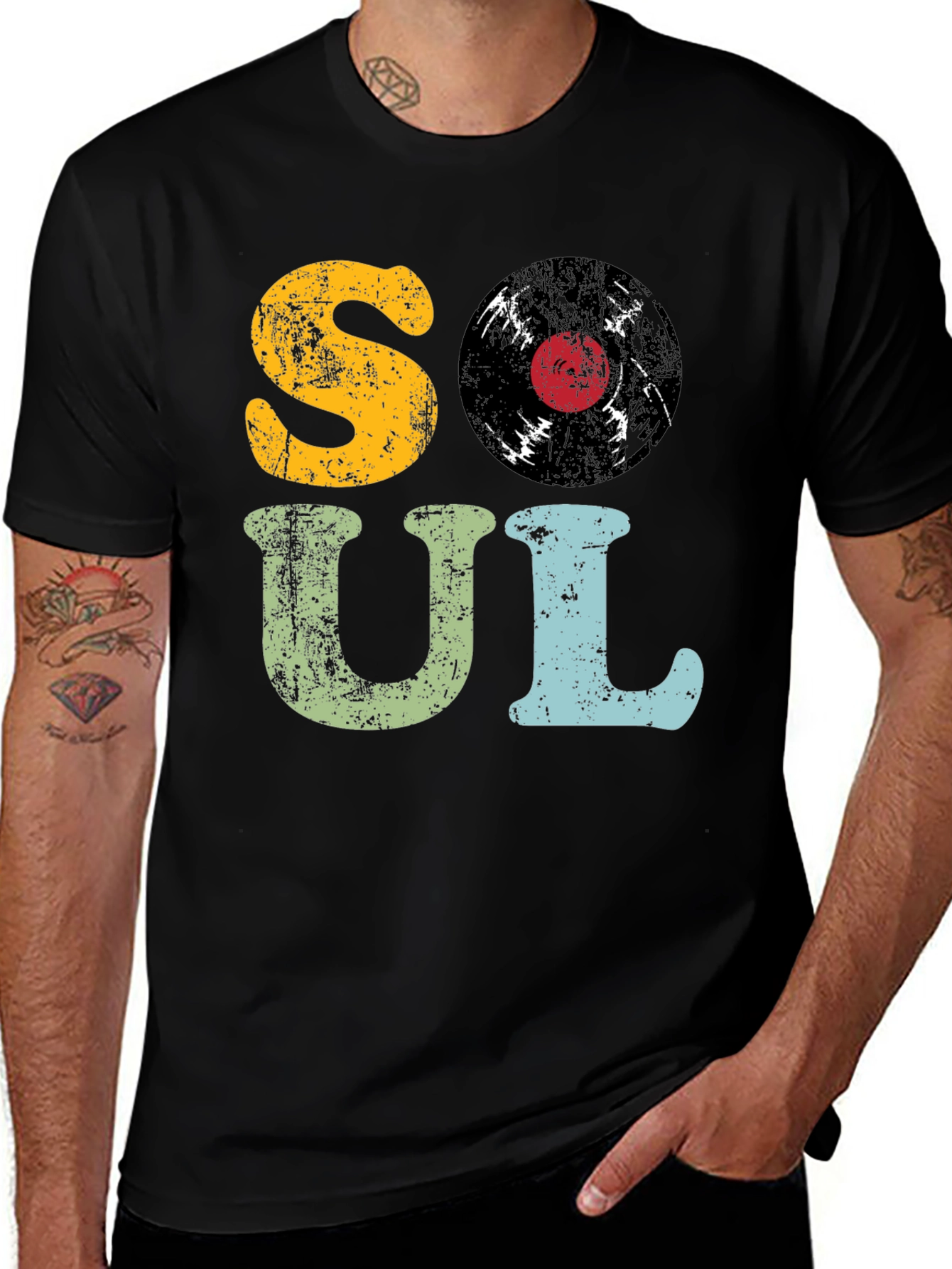 Variant 10 of Retro Soul Music T-Shirt - Black