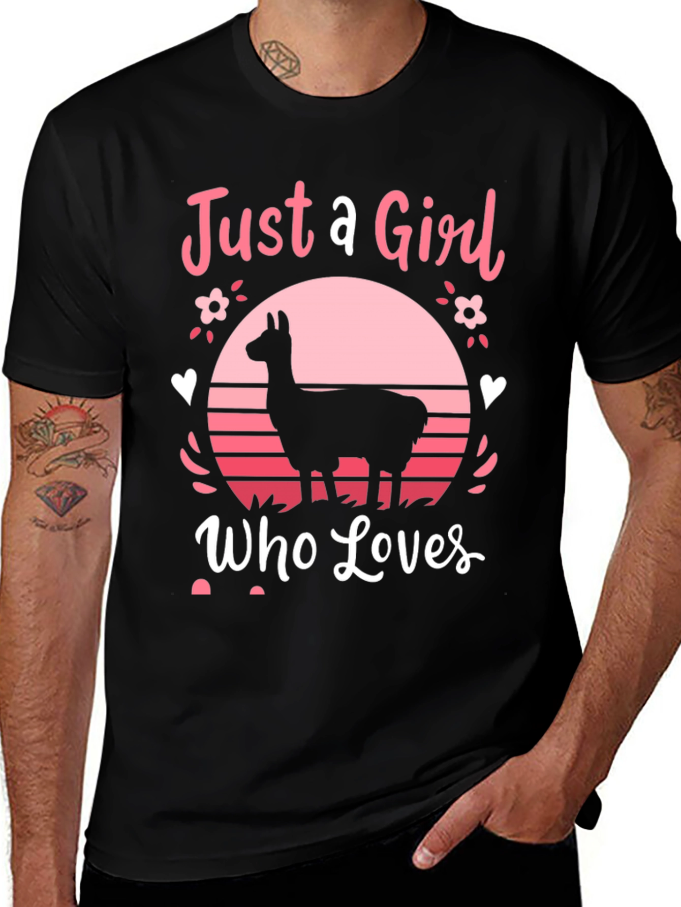 Black Just A Girl Who Loves Llamas T-Shirt main image