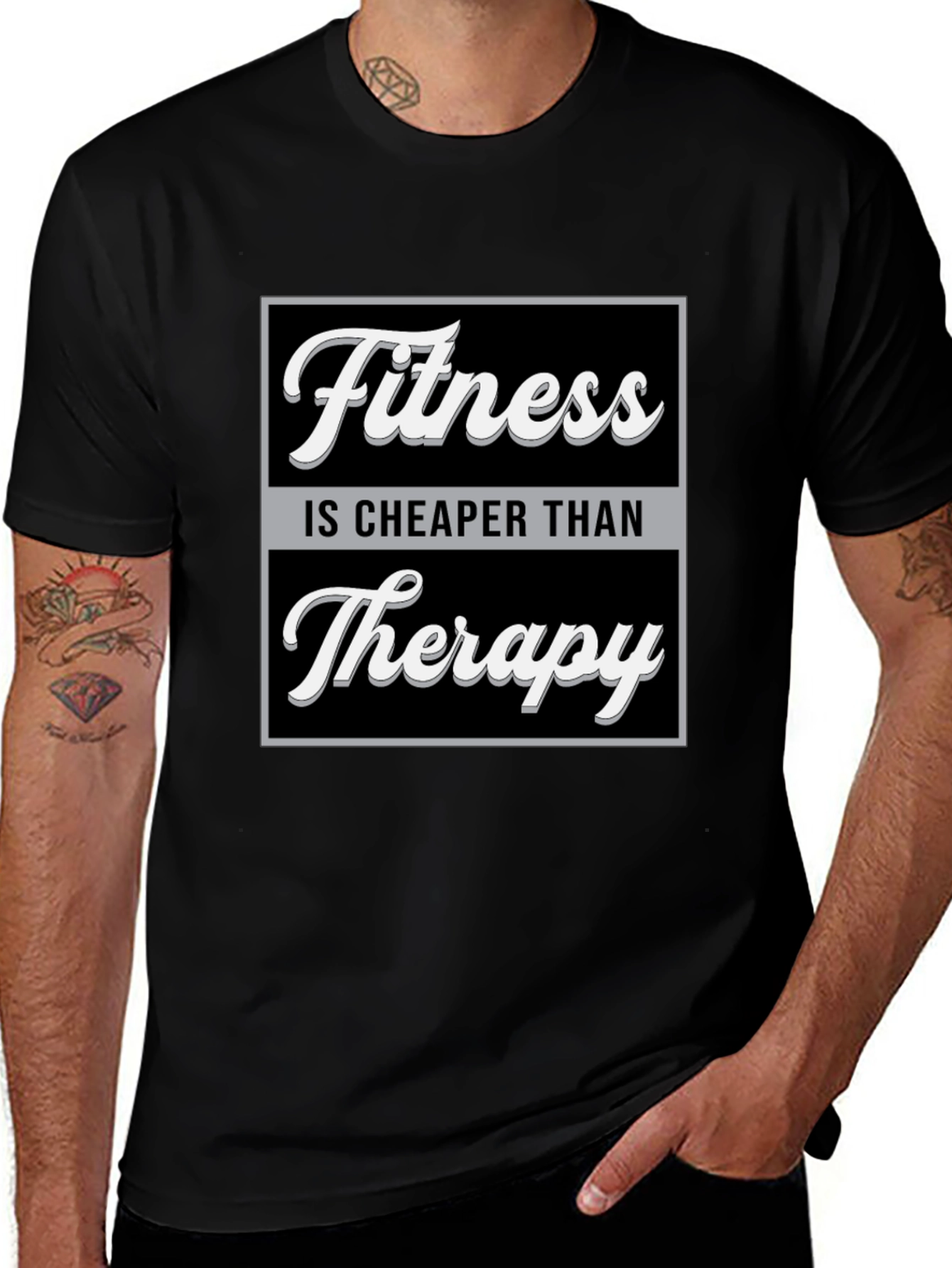 Variant 19 of Fitness is Cheaper Than Therapy Graphic T-Shirt