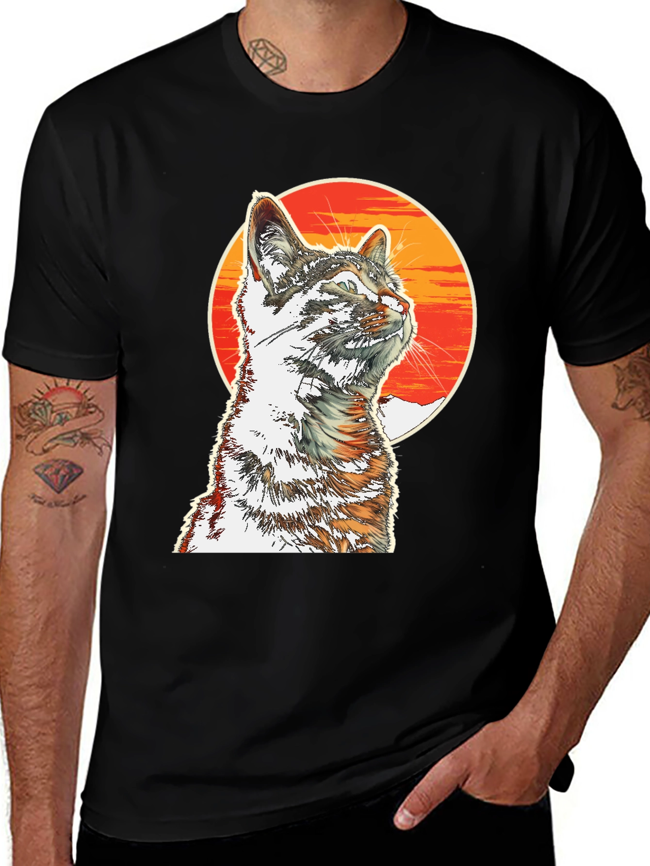 Variant 26 of Cool Cat T-Shirt - Sunset Graphic Tee