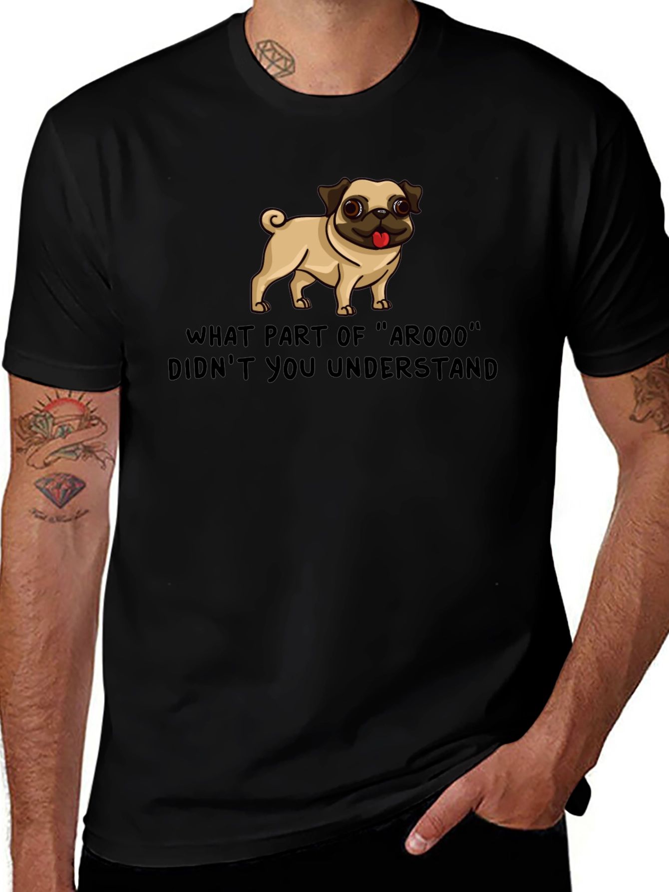 Variant 4 of Funny Pug ArOOO T-Shirt - Dog Lover Tee