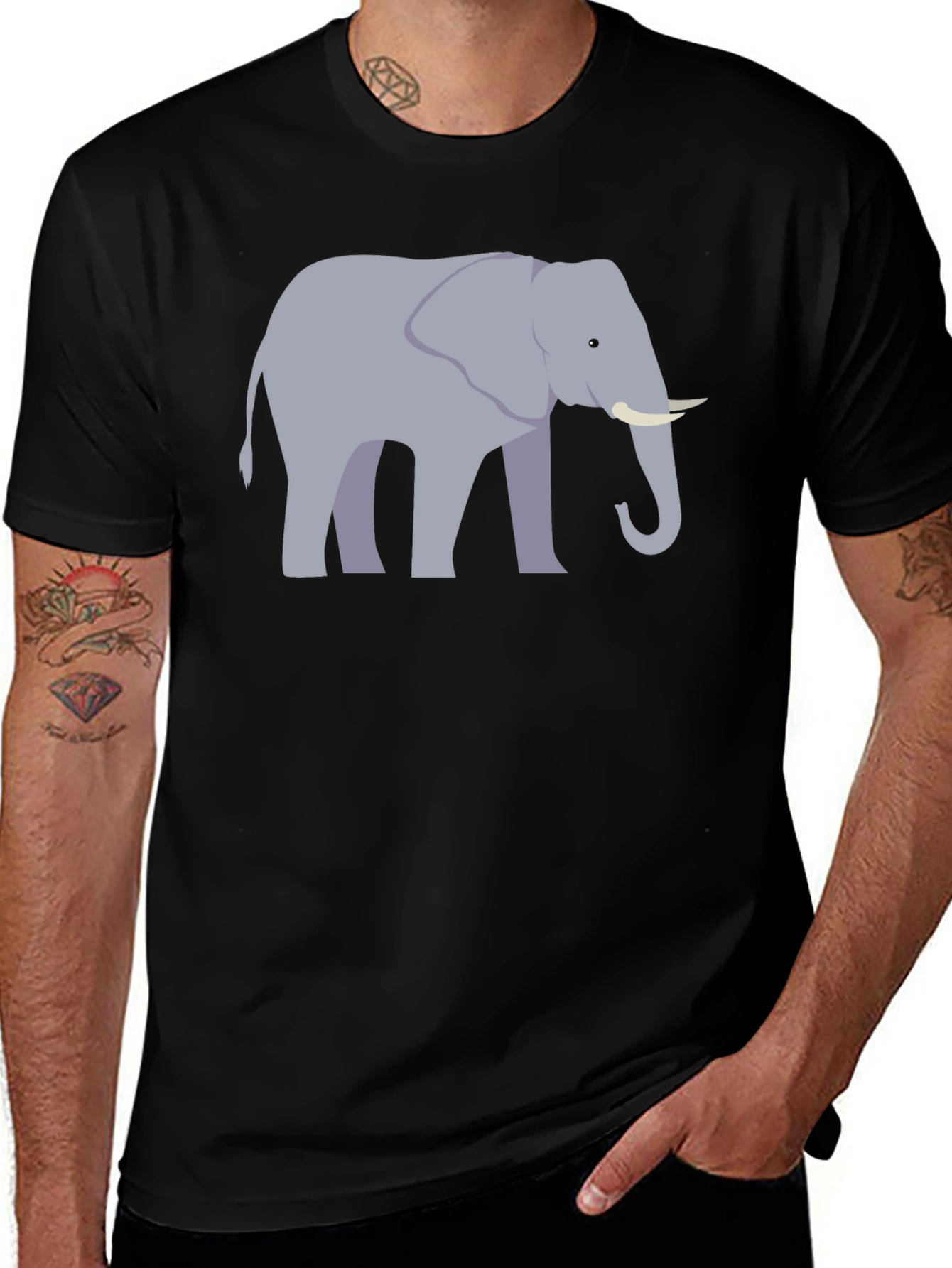 Variant 7 of Elephant Graphic Tee - Black Cotton T-Shirt