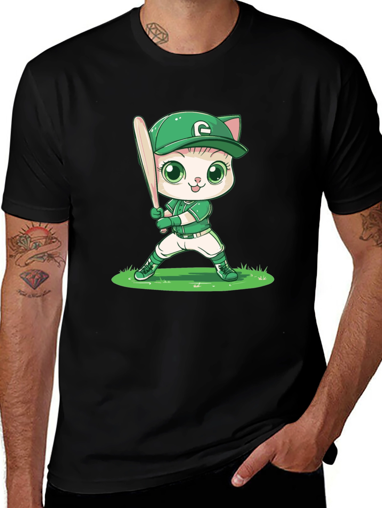 Variant 29 of Cat Baseball Player Graphic Tee