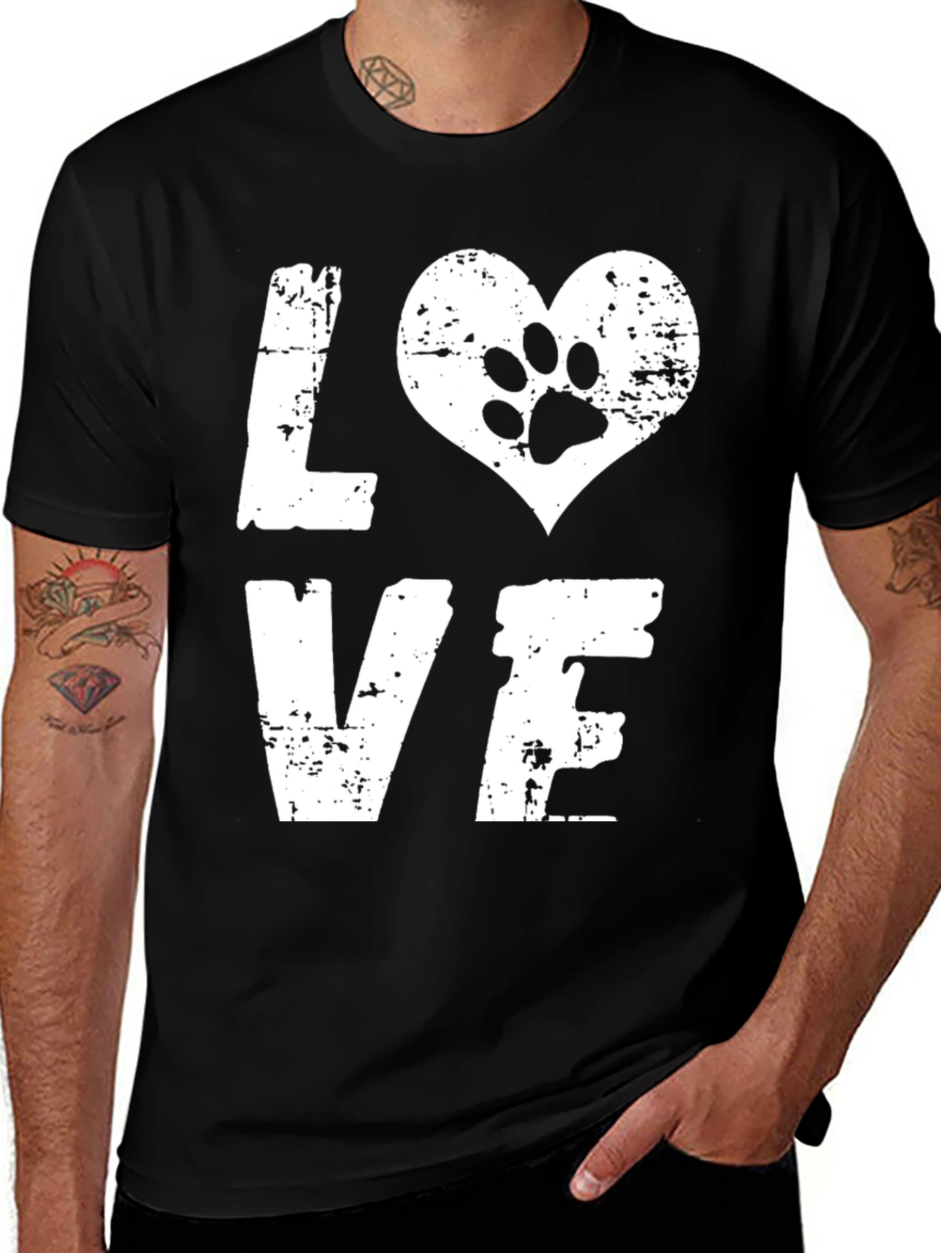 Variant 19 of LOVE Dog Paw Print T-Shirt - Animal Lover Tee