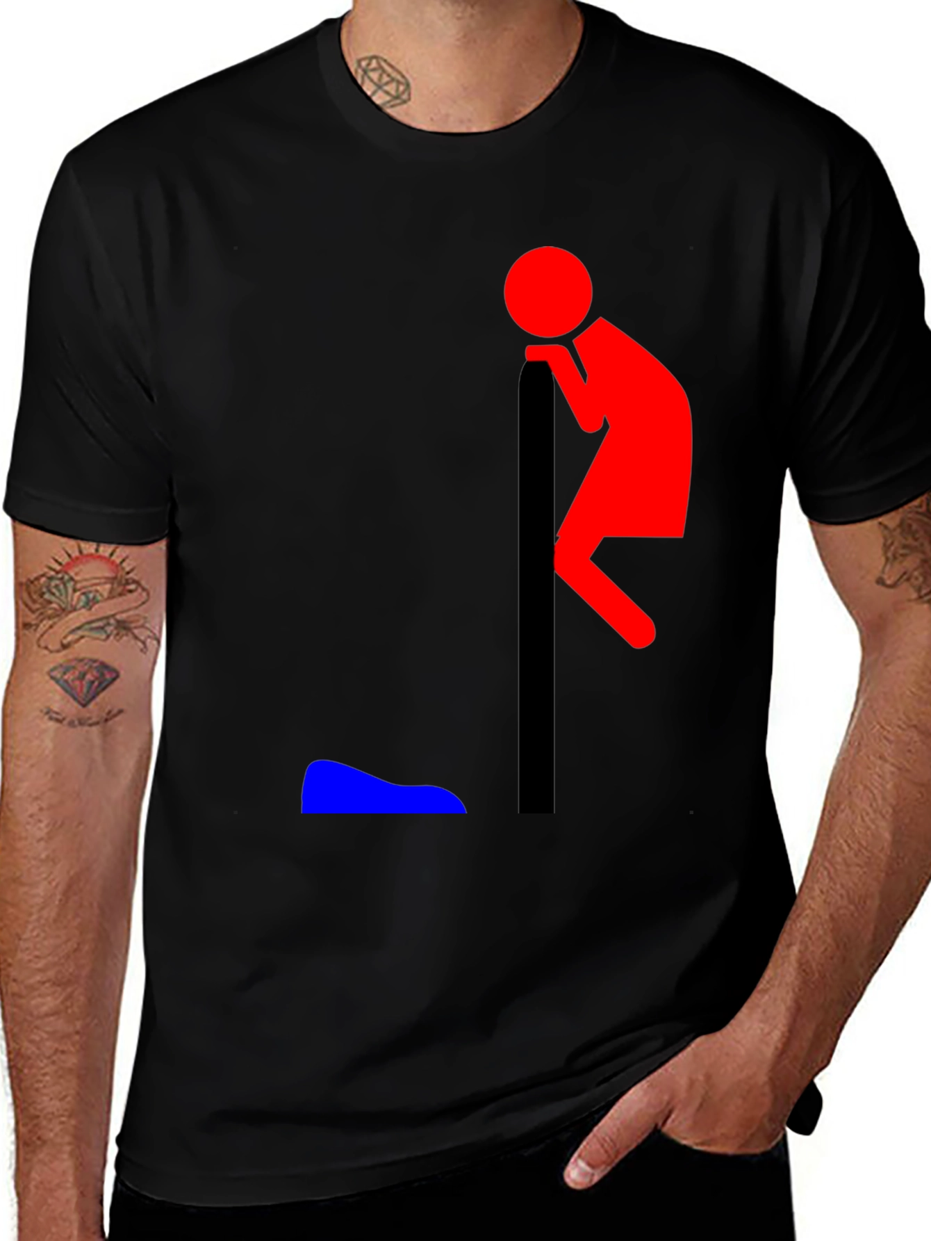 Variant 3 of Funny Leaning Man Graphic T-Shirt