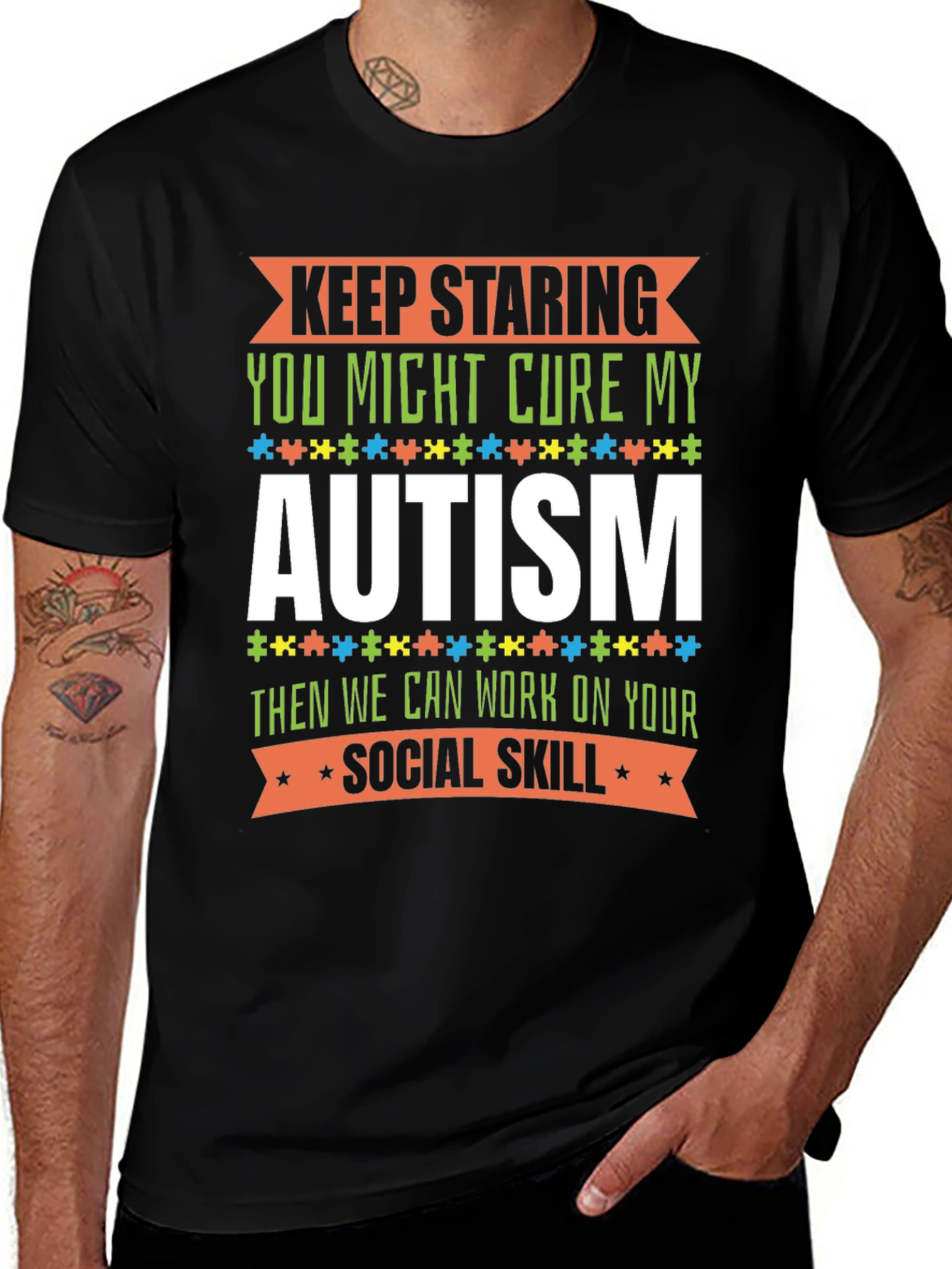 Variant 2 of Autism Awareness Graphic Tee - Keep Staring