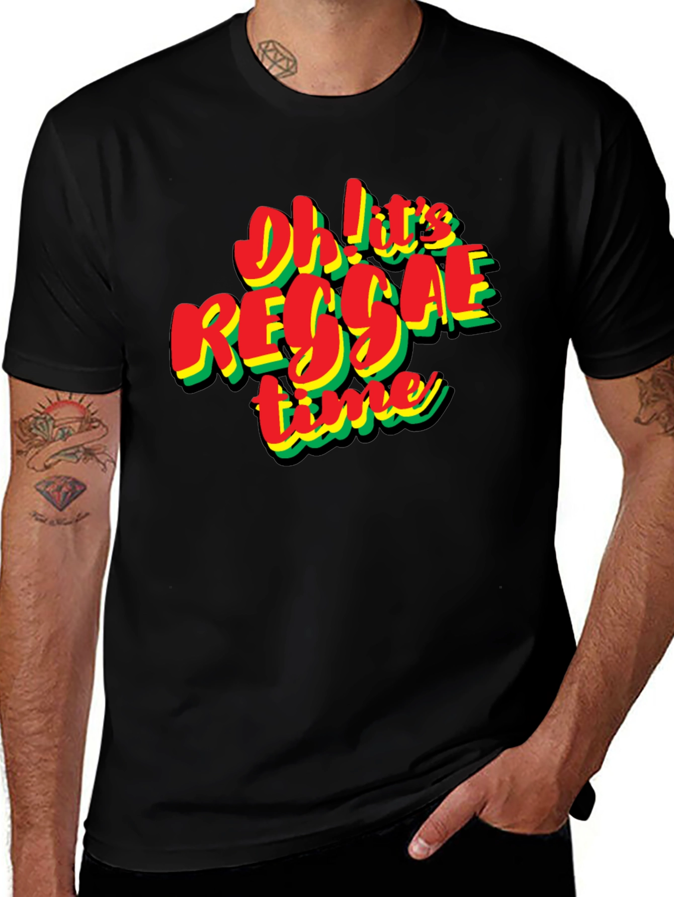 Variant 23 of Oh! It's Reggae Time Black T-Shirt