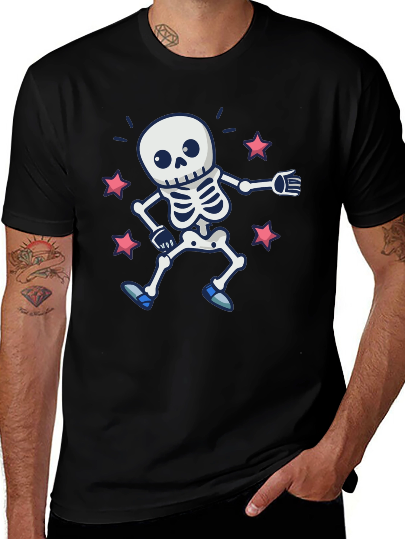 Variant 17 of Skeleton Dance Graphic Tee - Spooky & Fun