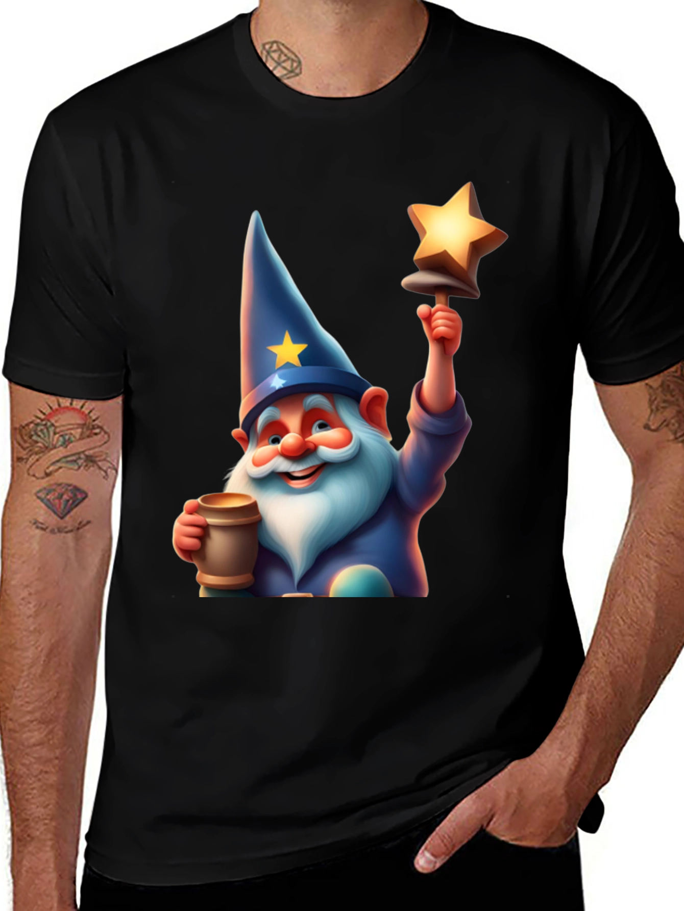 Variant 29 of Whimsical Wizard Gnome T-Shirt - Magical Cartoon Design