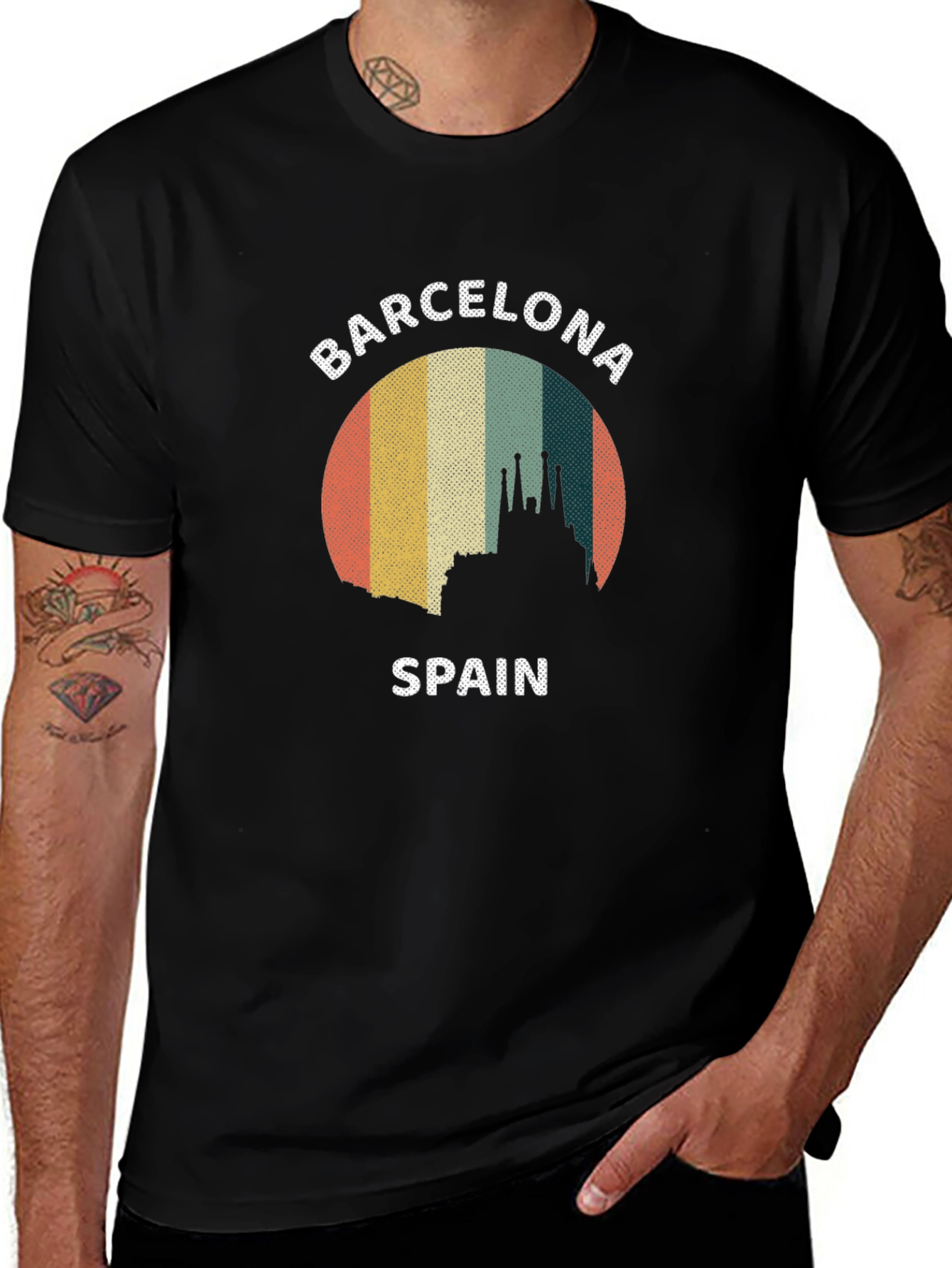 Barcelona Spain Retro Graphic Tee