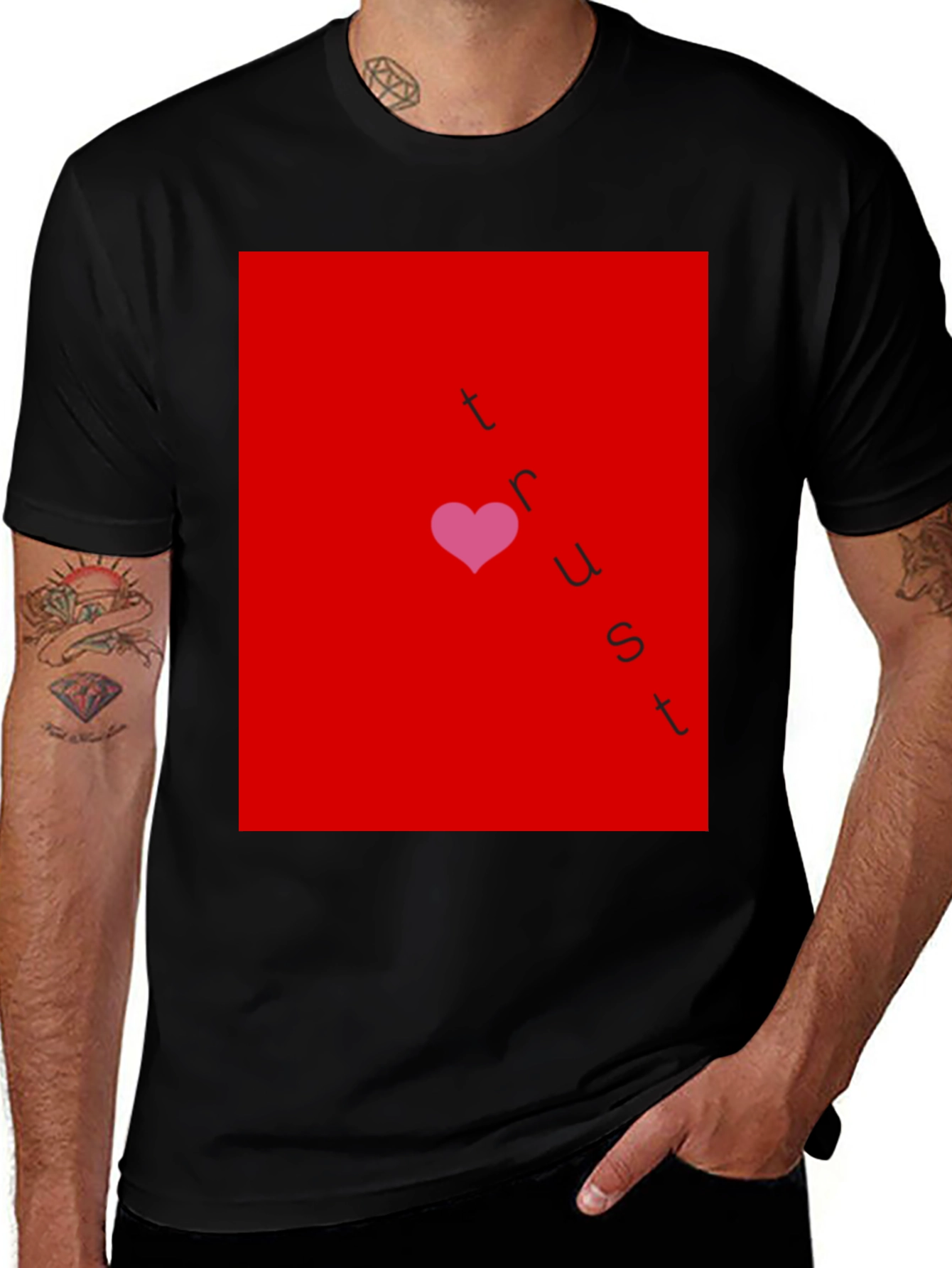 Variant 22 of Trust Heart Graphic T-Shirt - Casual Black Tee