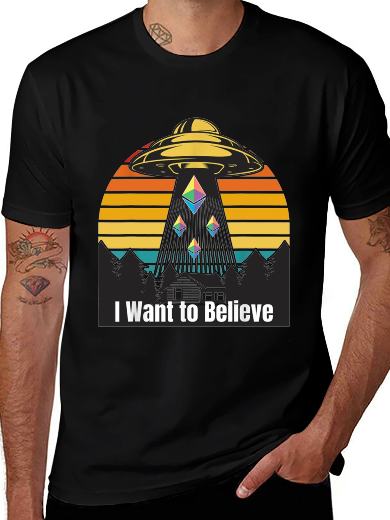 I Want To Believe Alien Abduction Ethereum Crypto T-Shirt