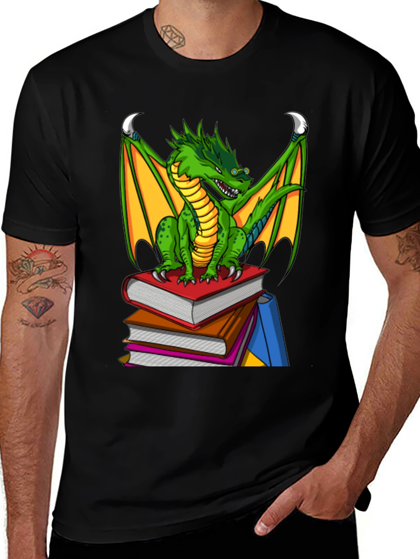 Variant 30 of Dragon On Books Graphic Tee