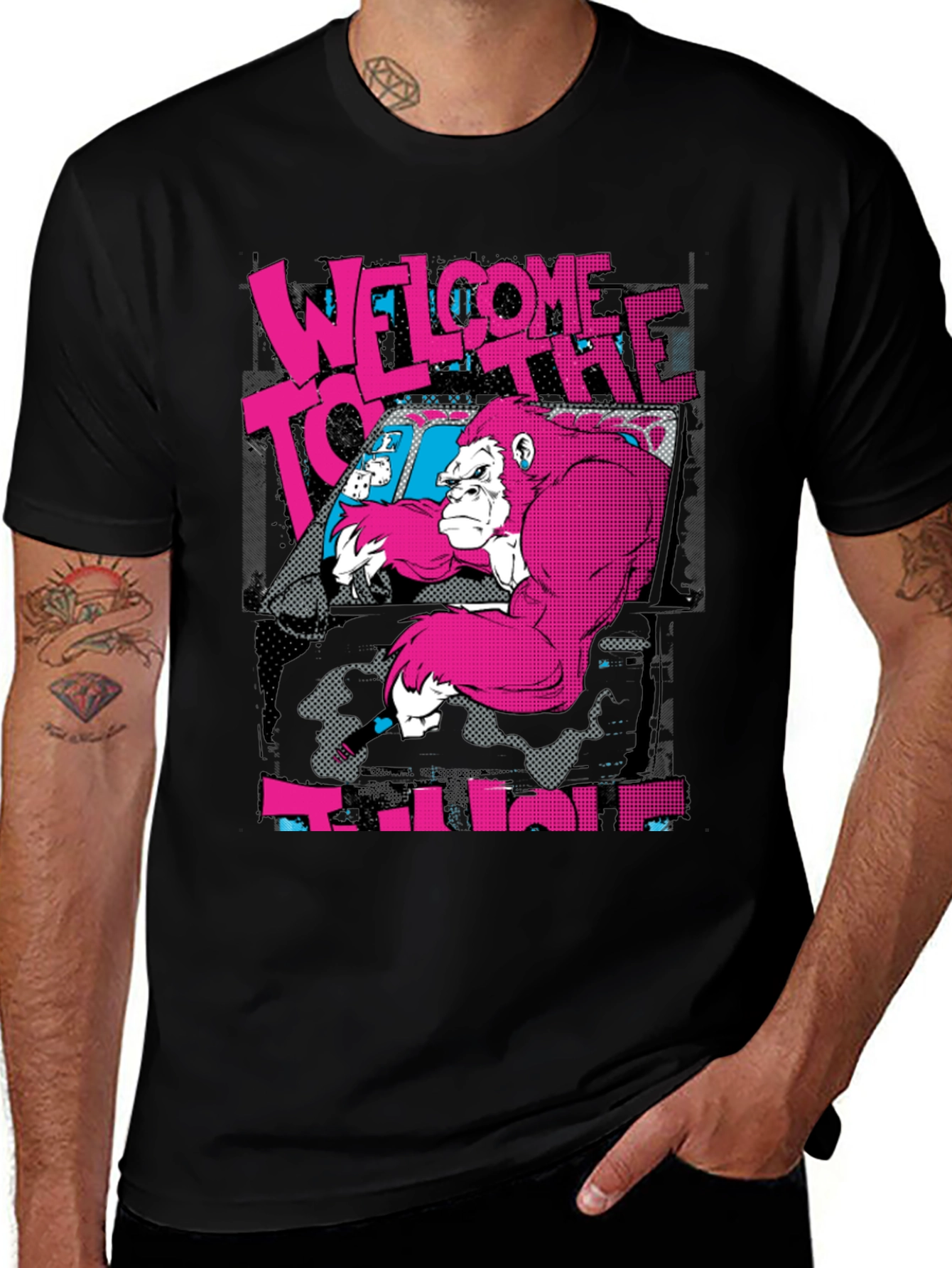 Black Welcome to the Jungle Gorilla Graphic T-Shirt main image