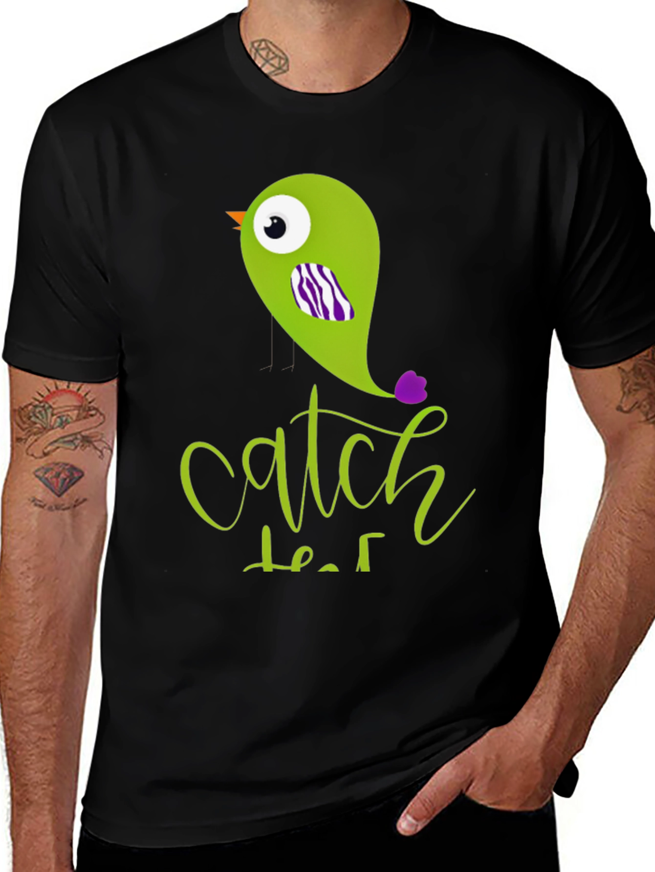 Variant 29 of Catch That Bird Graphic Tee - Men's Black T-Shirt