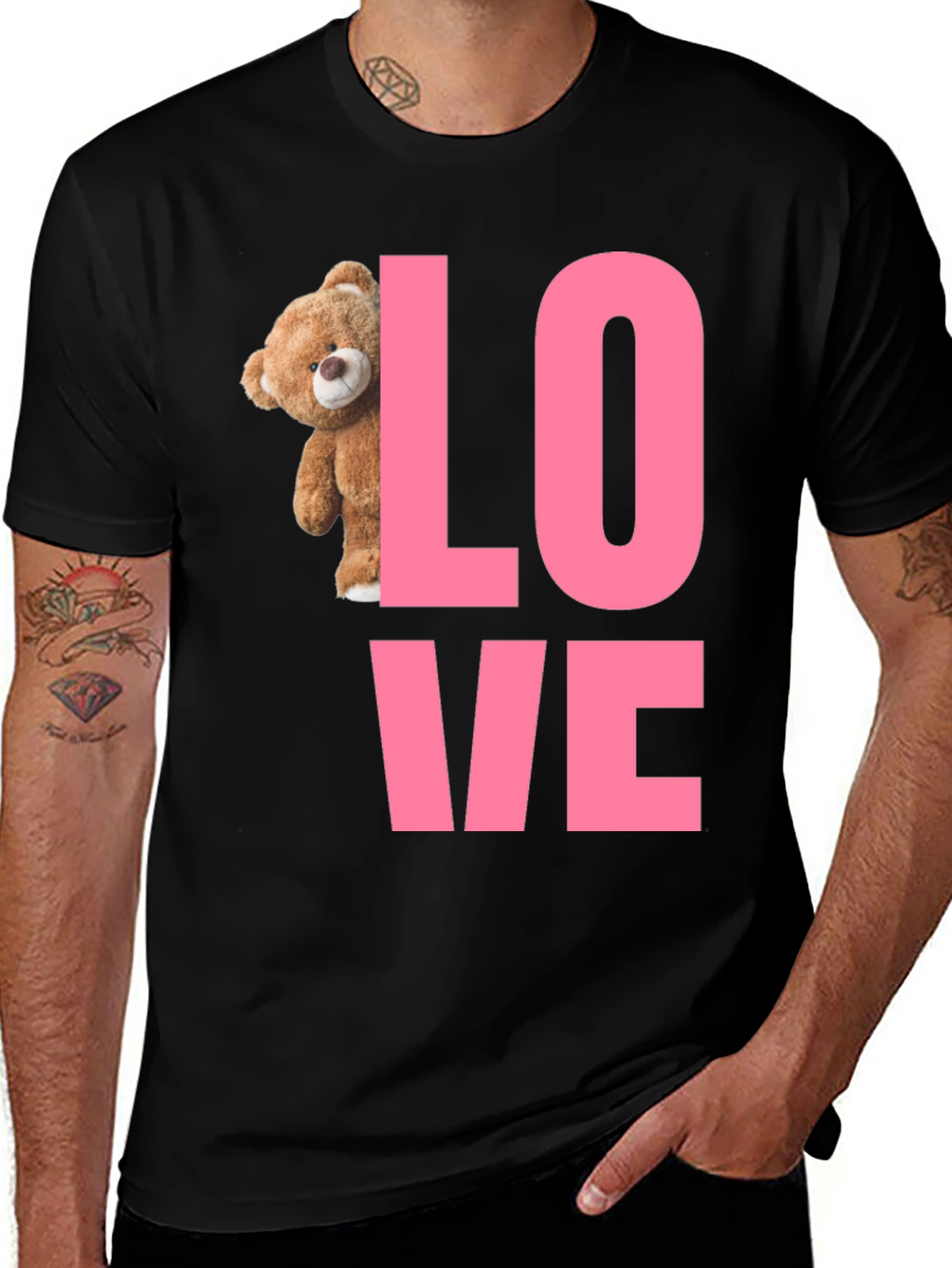 Variant 27 of Love Teddy Bear Graphic T-Shirt - Black