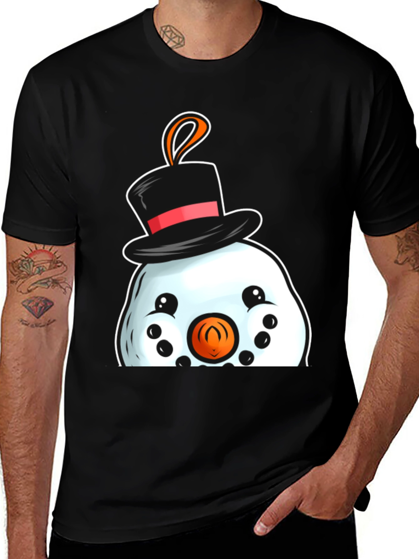 Variant 16 of Snowman Top Hat T-Shirt - Festive Holiday Style