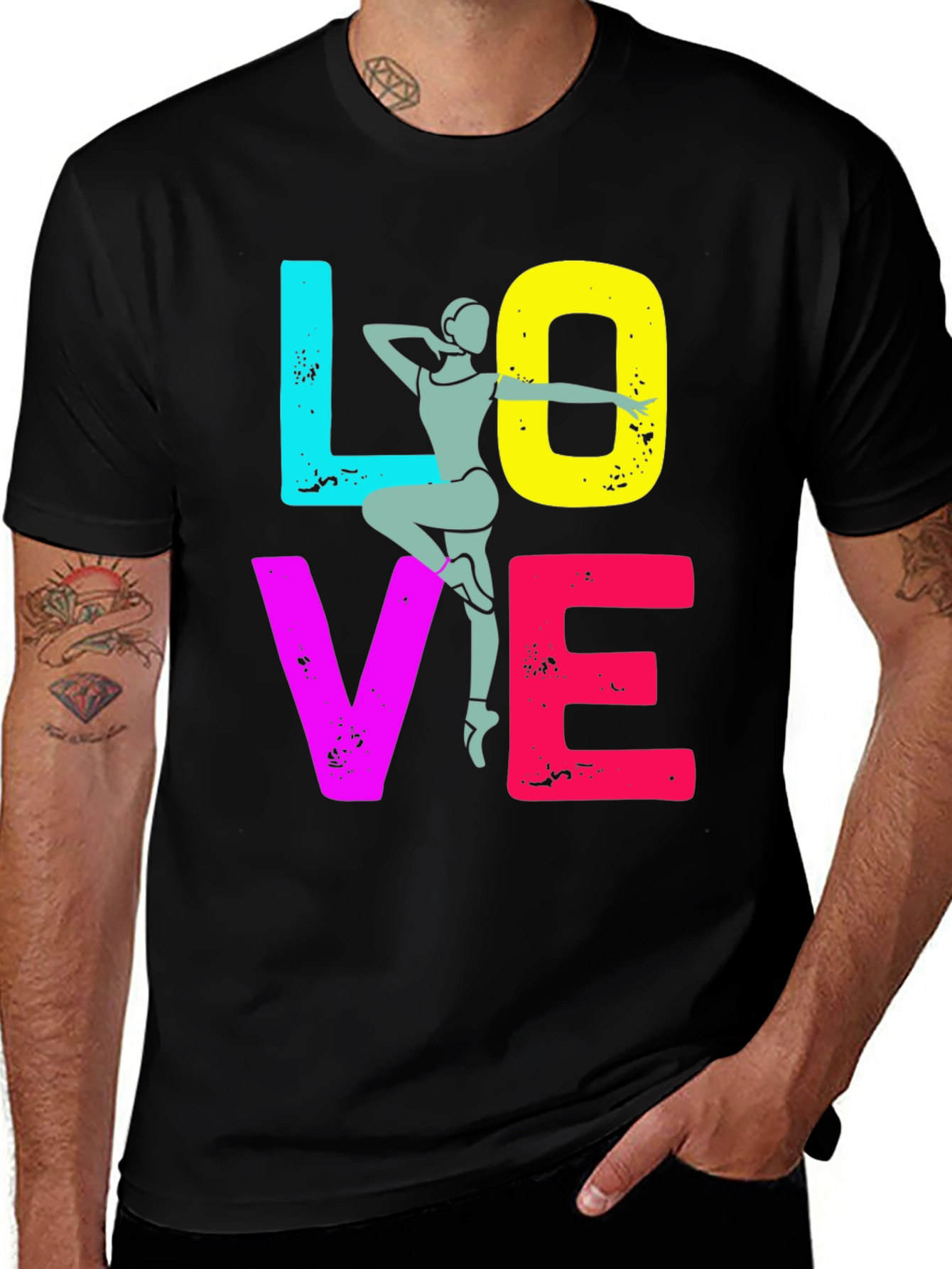 Love Dance T-Shirt: Colorful Ballerina Graphic Tee