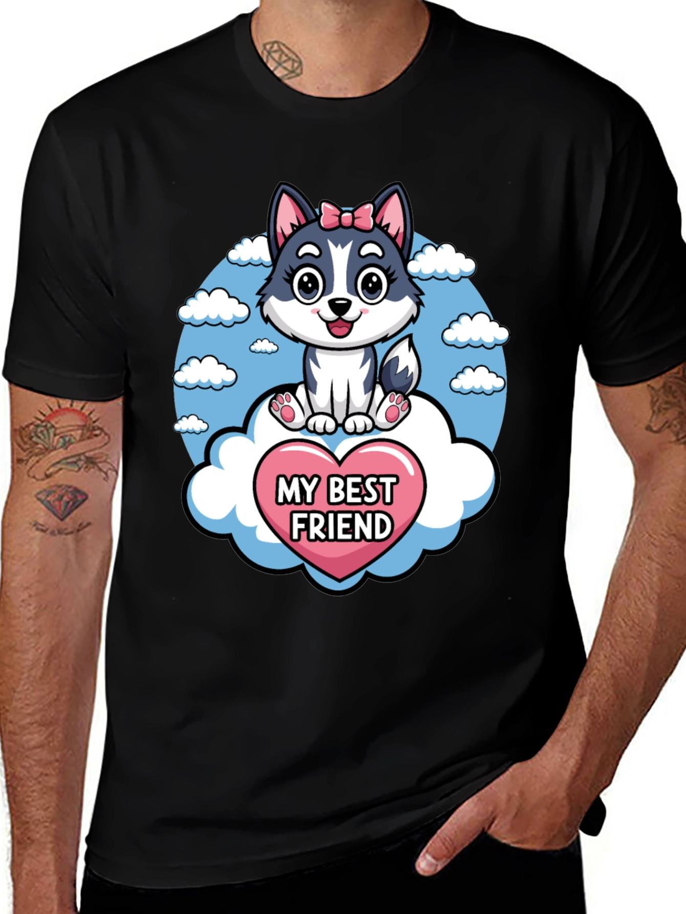 Variant 16 of My Best Friend Husky Dog Cartoon T-Shirt