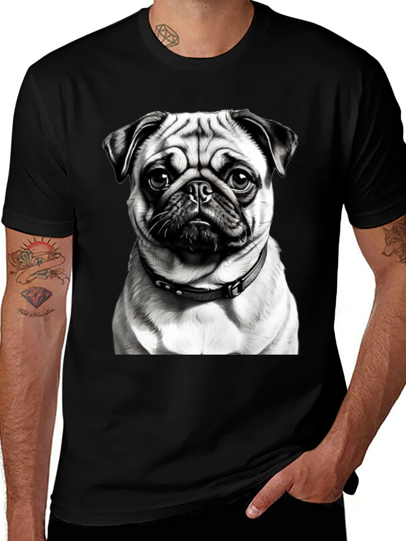 Variant 16 of Pug Graphic Tee - Black Casual Shirt