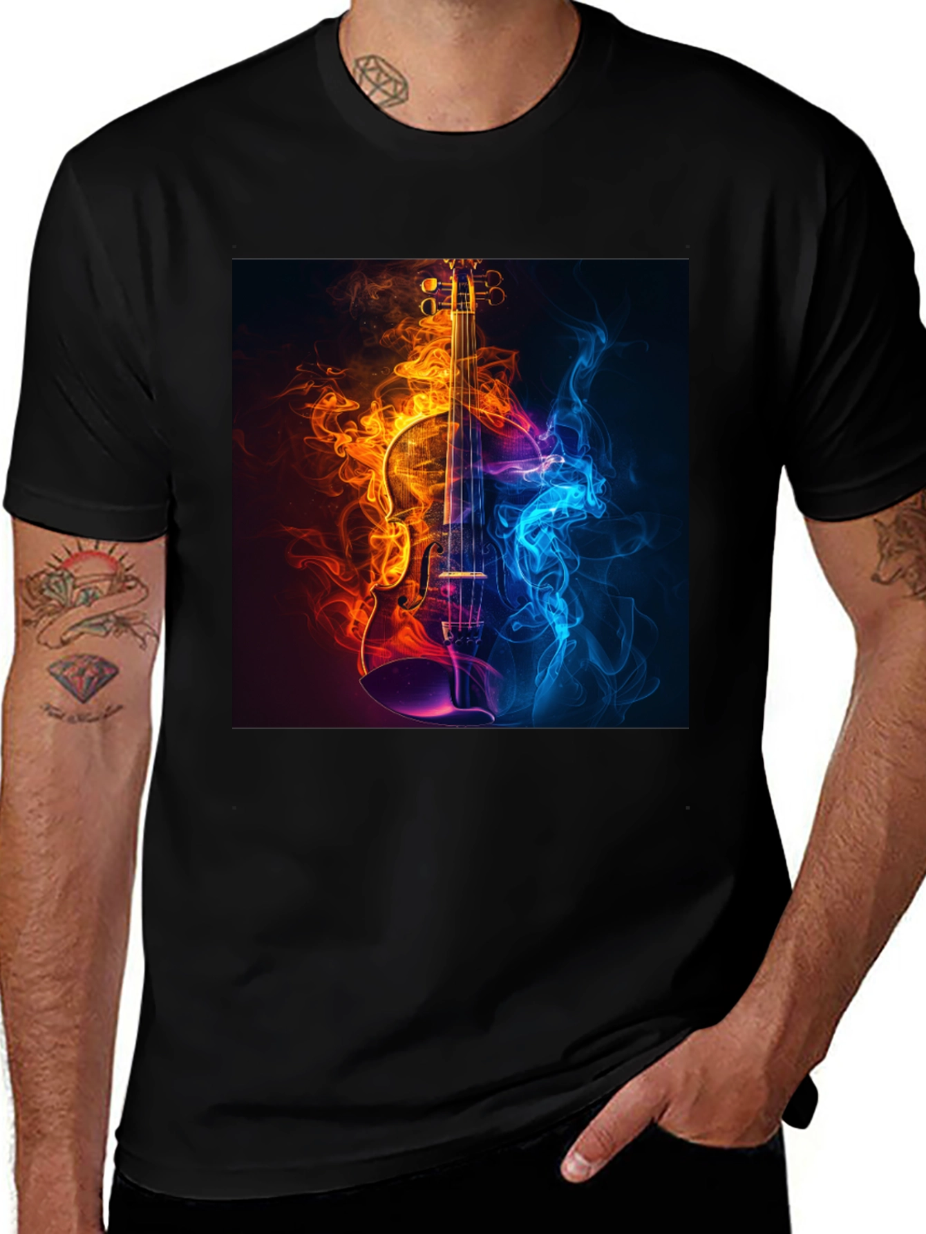 Variant 21 of Fiery Violin Graphic Tee - Music Lover's T-Shirt